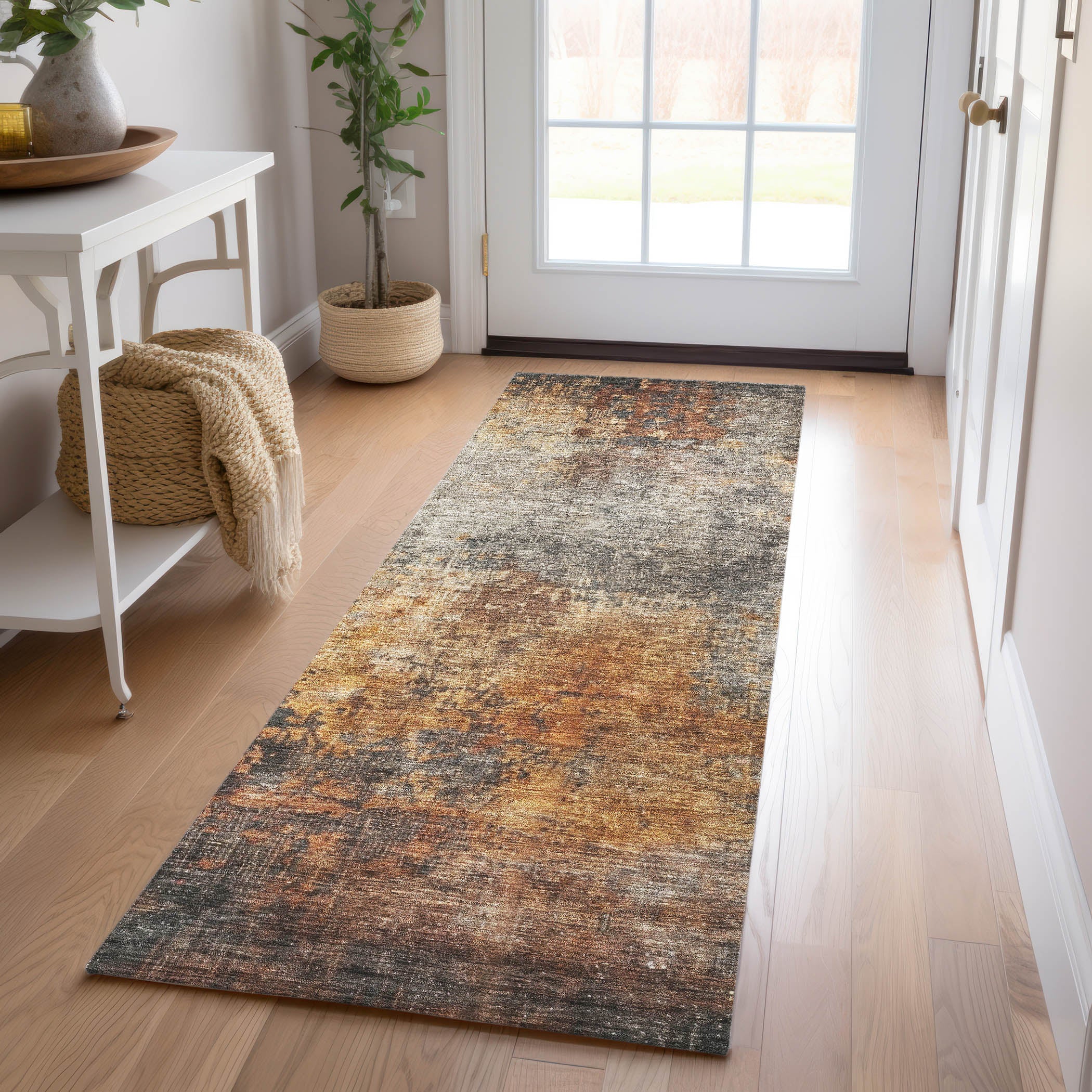 Indoor/Outdoor Contemporary NV18 Paprika Orange Rug 2'3" x 7'6" #shape_Runner