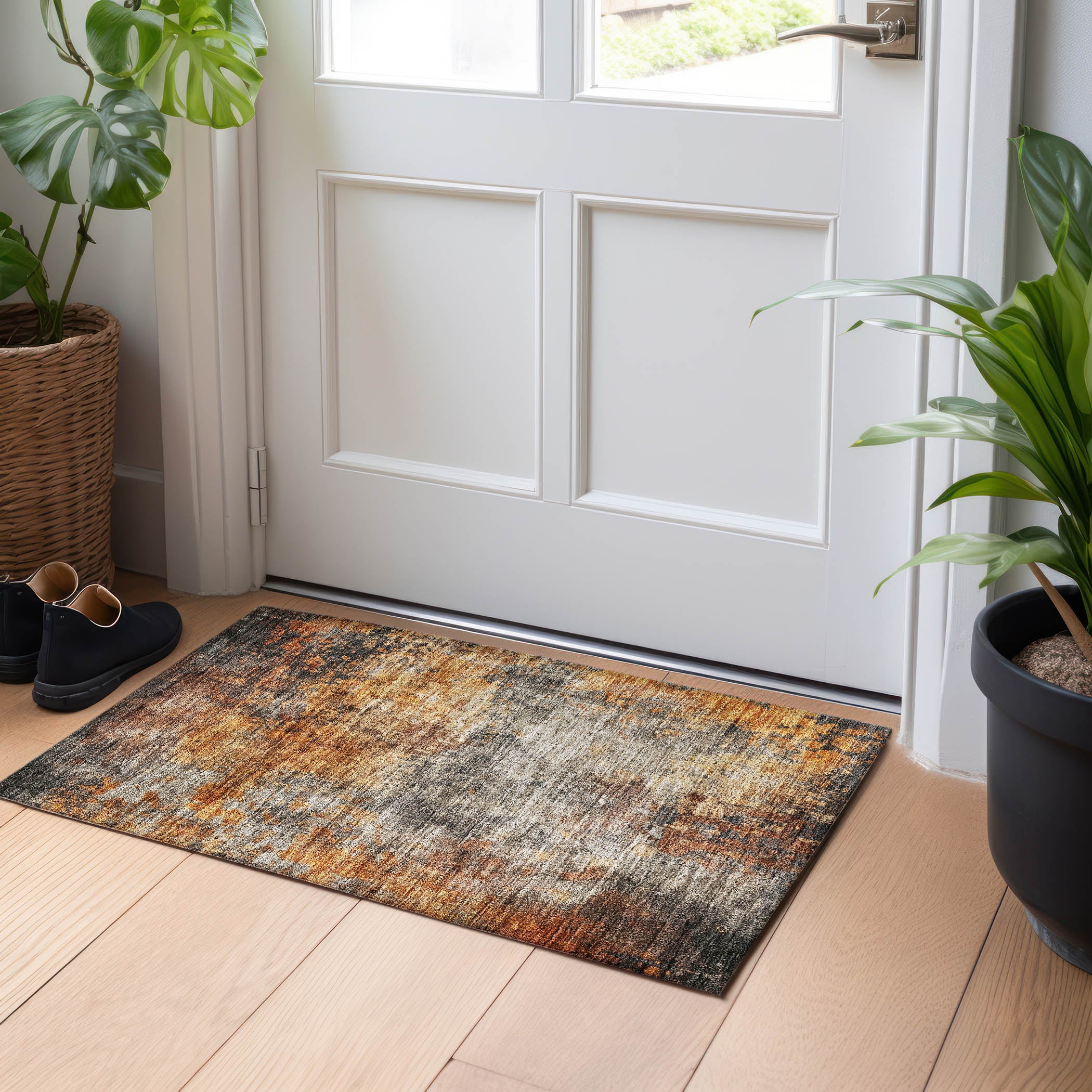 Indoor/Outdoor Contemporary NV18 Paprika Orange Rug 1'8" x 2'6" #shape_Rectangle