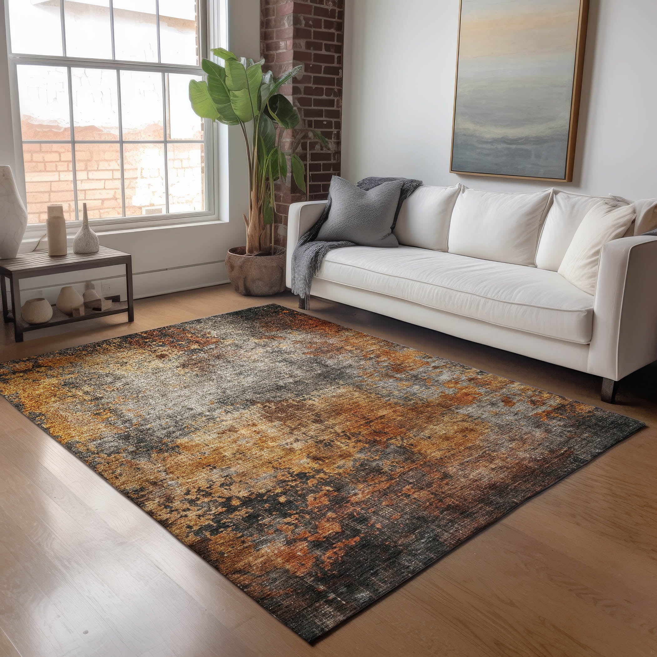 Indoor/Outdoor Contemporary NV18 Paprika Orange Rug 2'6" x 3'10" #shape_Rectangle