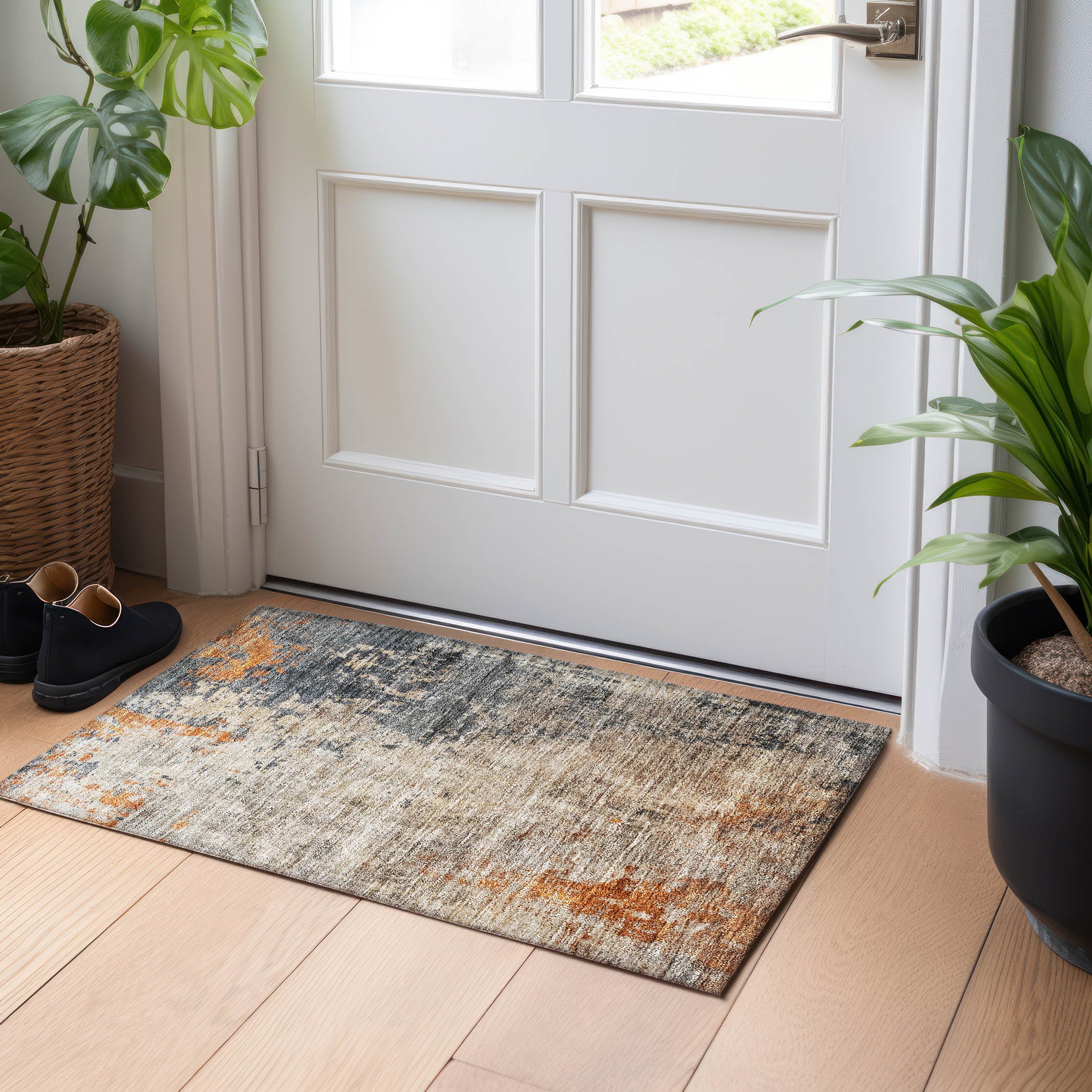 Indoor/Outdoor Contemporary NV20 Khaki Brown Rug 1'8" x 2'6" #shape_Rectangle