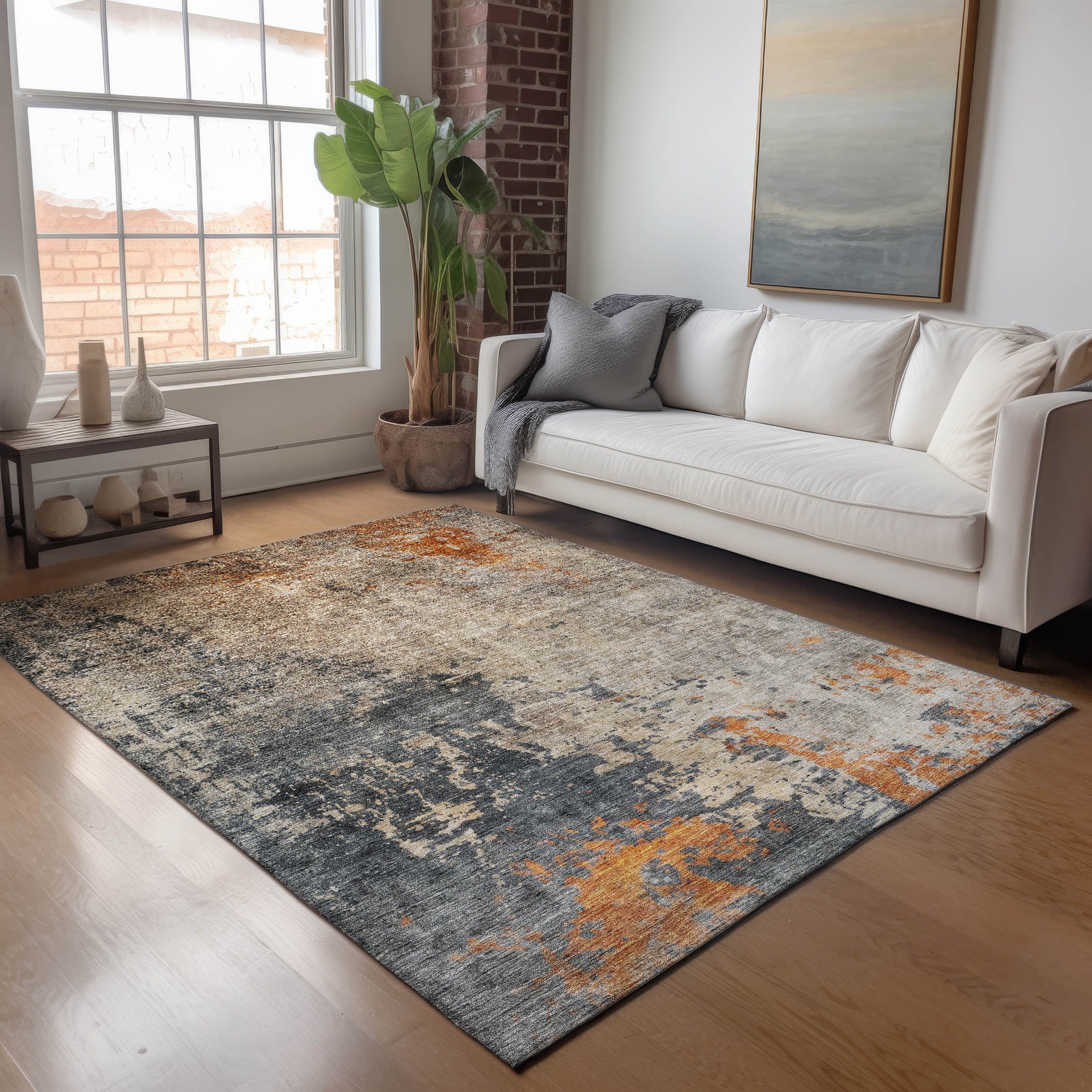 Indoor/Outdoor Contemporary NV20 Khaki Brown Rug 2'6" x 3'10" #shape_Rectangle