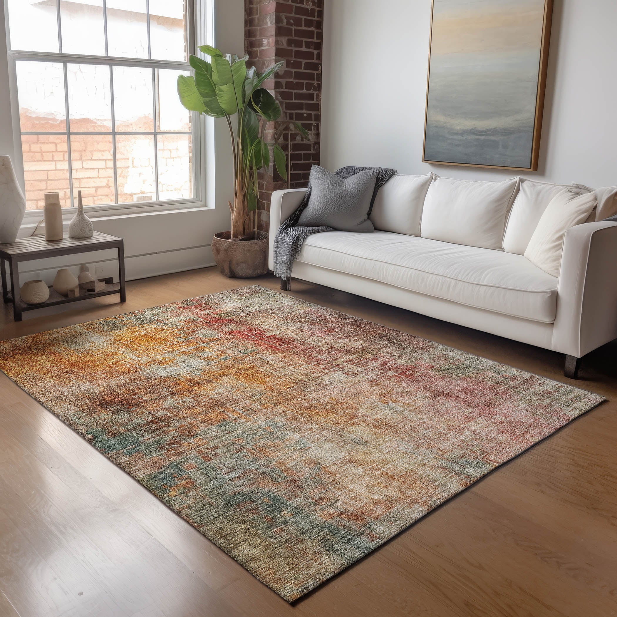 Indoor/Outdoor Contemporary NV21 Tan Brown Rug 2'6" x 3'10" #shape_Rectangle
