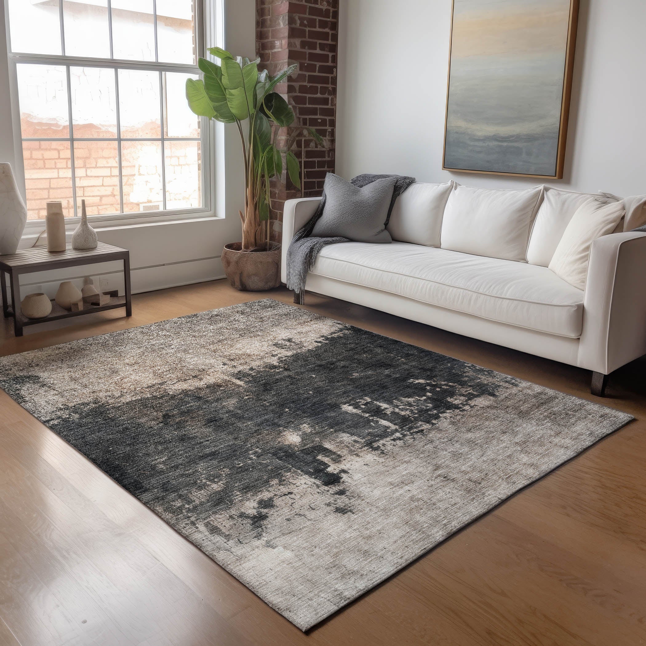 Indoor/Outdoor Contemporary NV23 Taupe Brown Rug 2'6" x 3'10" #shape_Rectangle
