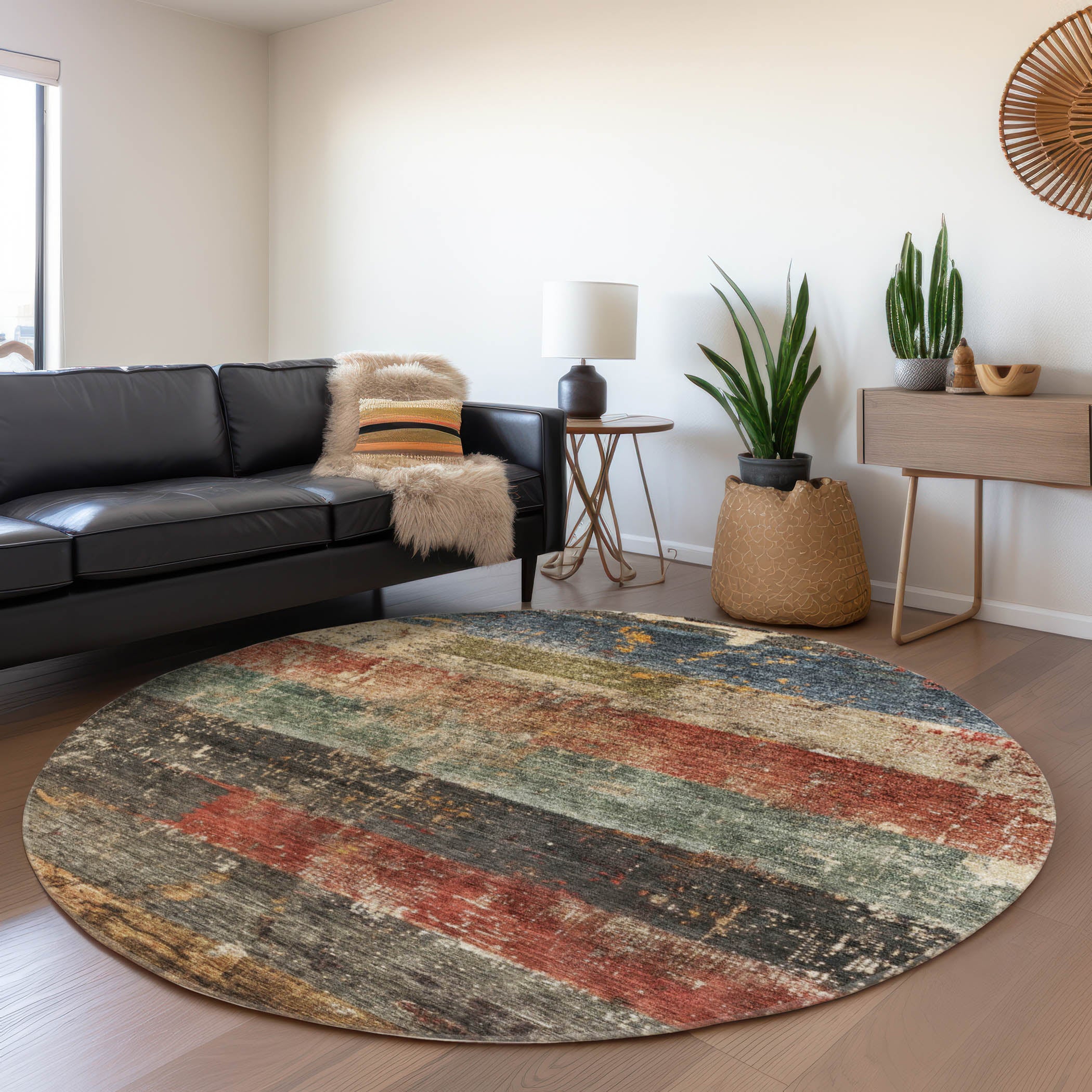 Indoor/Outdoor Contemporary NV6 Fern Green Rug 8' x 8' #shape_Round