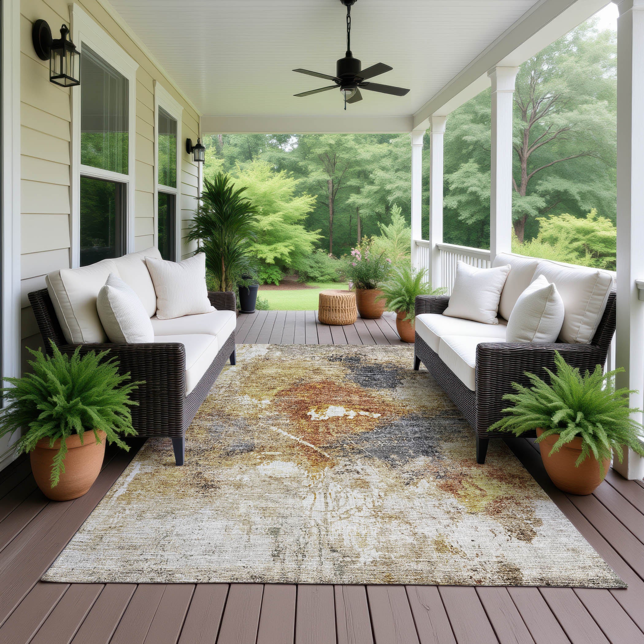 Indoor/Outdoor Contemporary NV7 Taupe Brown Rug 2'6" x 3'10" #shape_Rectangle
