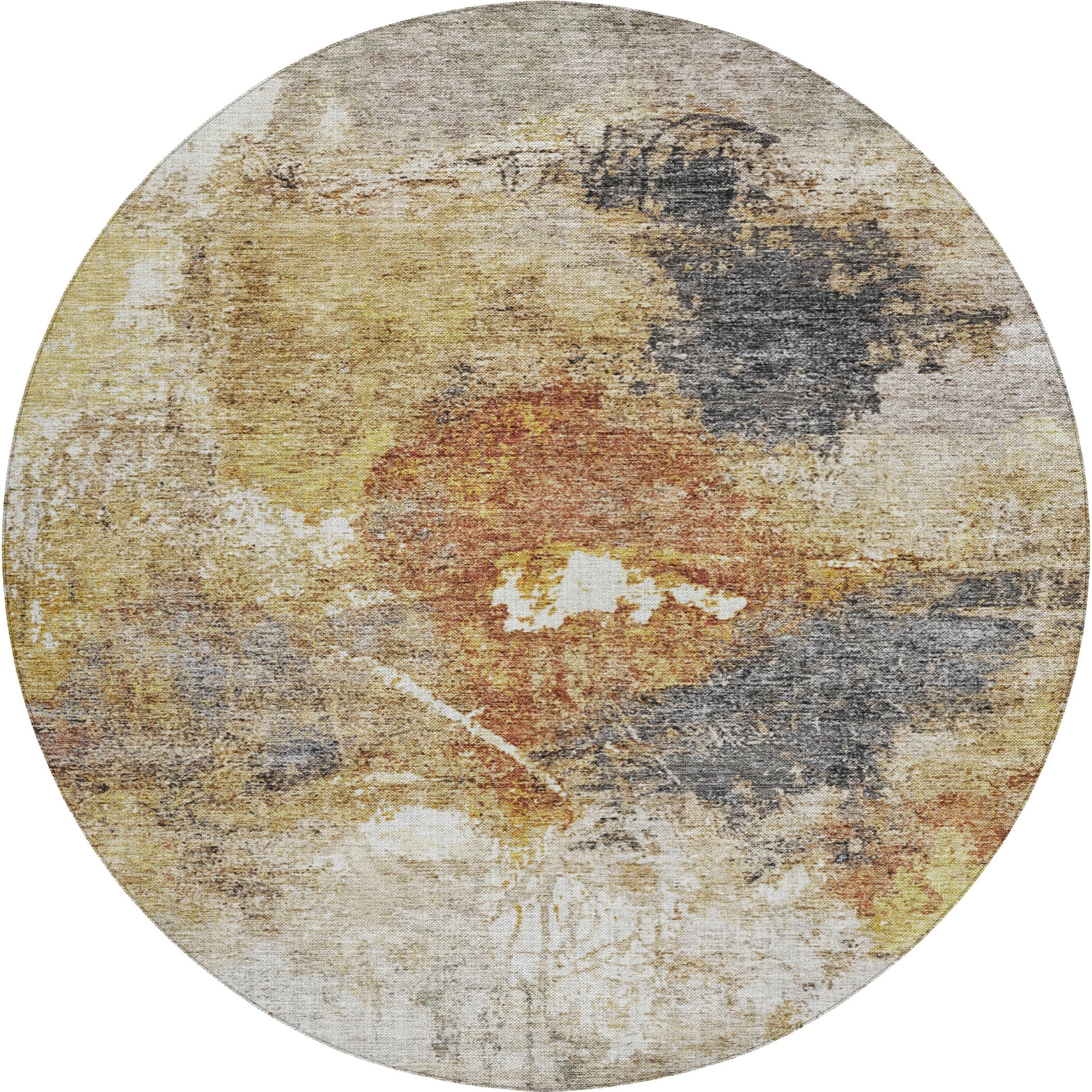 Indoor/Outdoor Contemporary NV7 Taupe Brown Rug 8' x 8' #shape_Round