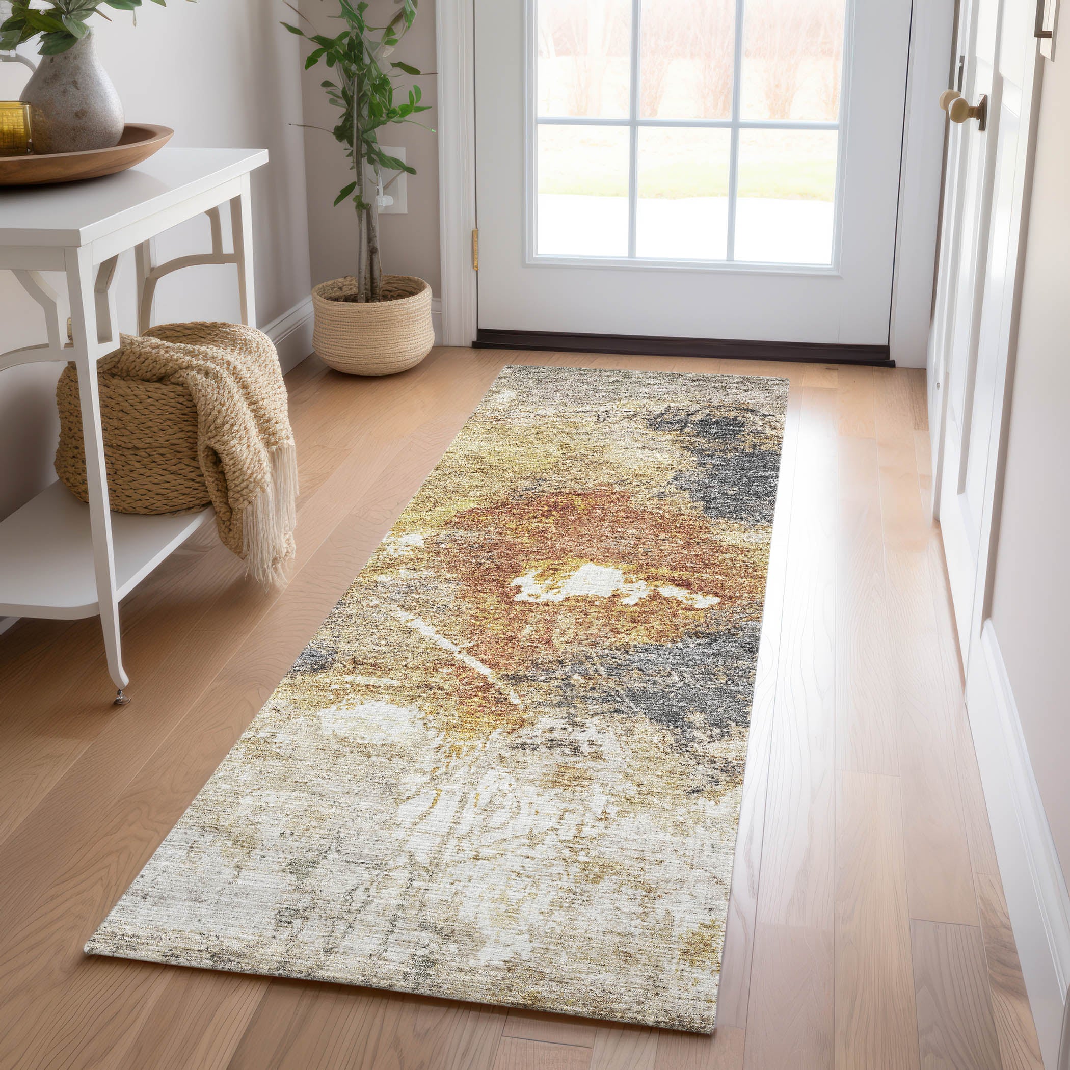 Indoor/Outdoor Contemporary NV7 Taupe Brown Rug 2'3" x 7'6" #shape_Runner