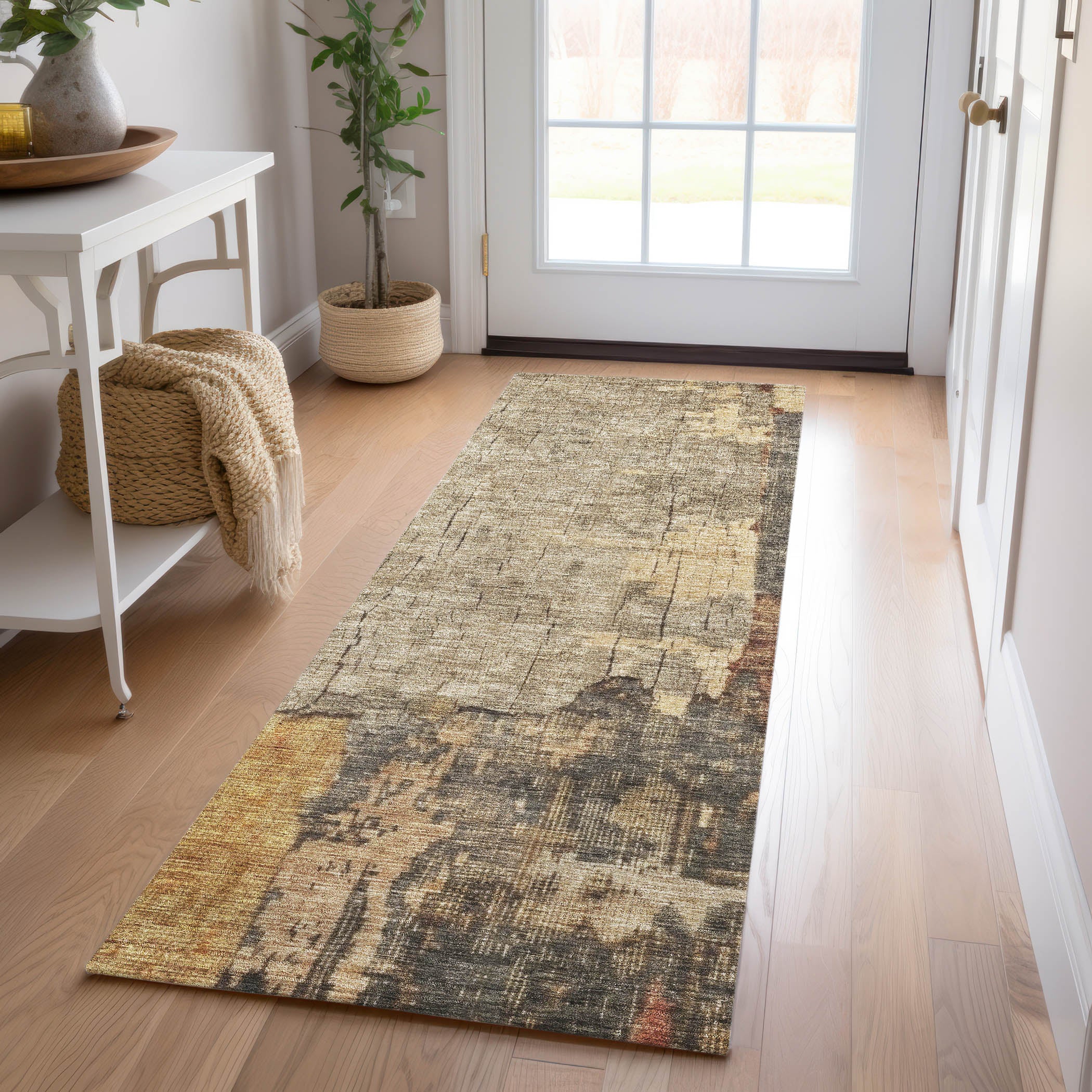 Indoor/Outdoor Contemporary NV9 Khaki Brown Rug 2'3" x 7'6" #shape_Runner