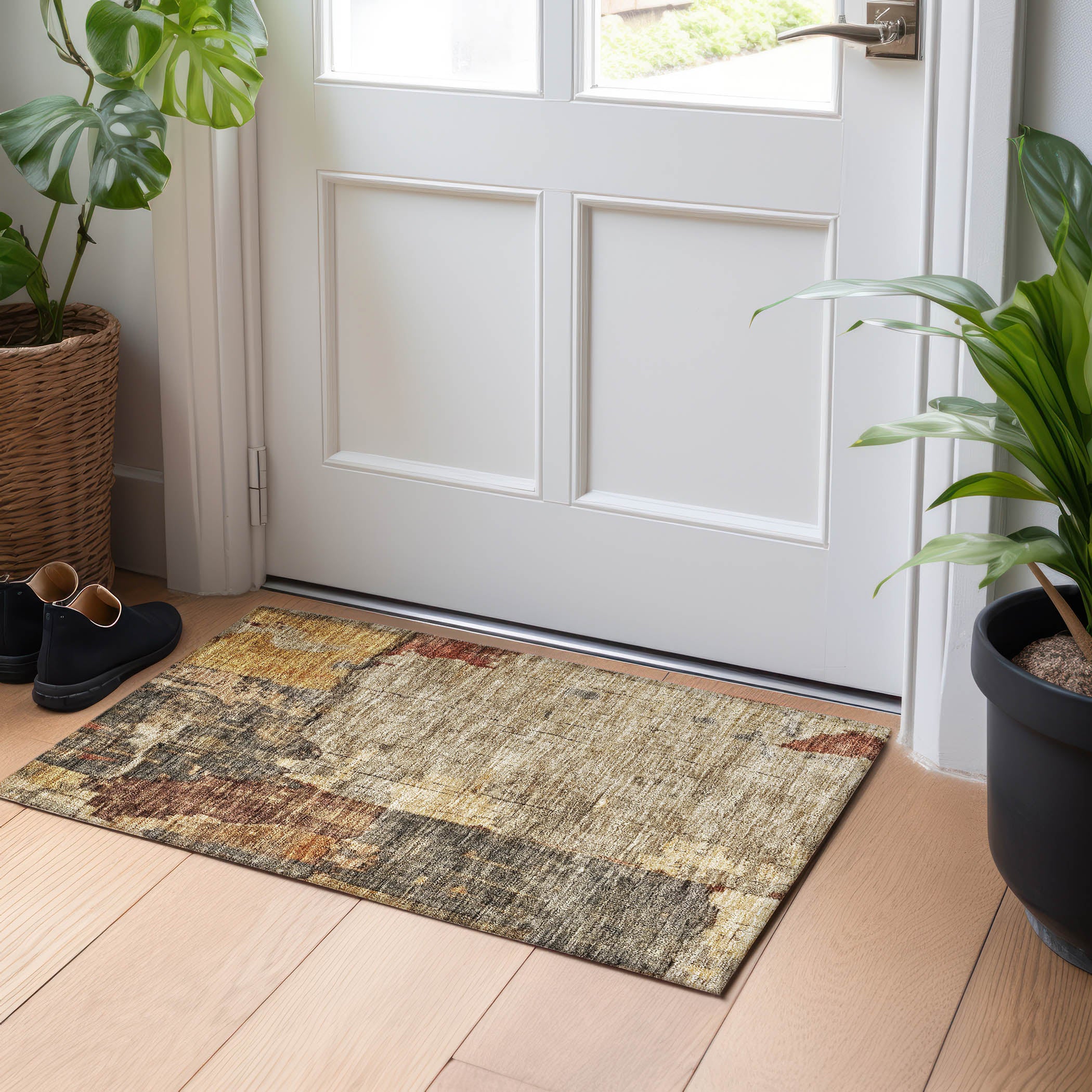 Indoor/Outdoor Contemporary NV9 Khaki Brown Rug 1'8" x 2'6" #shape_Rectangle