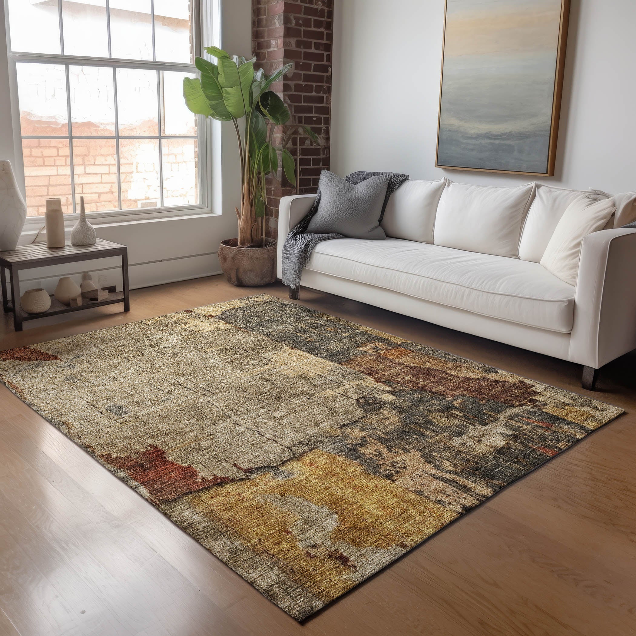 Indoor/Outdoor Contemporary NV9 Khaki Brown Rug 2'6" x 3'10" #shape_Rectangle