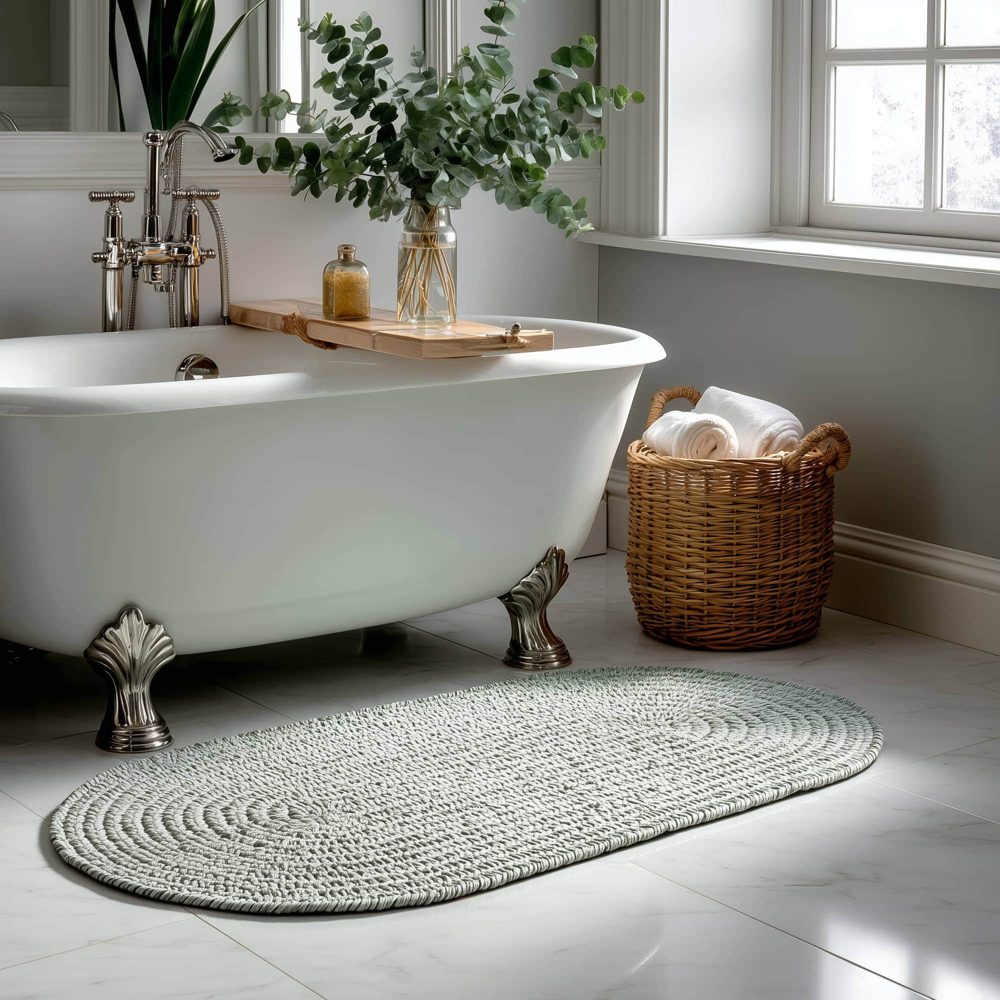 Sage Green Braided Indoor Outdoor Polypropylene Rug 2' X 4' #shape_Runner