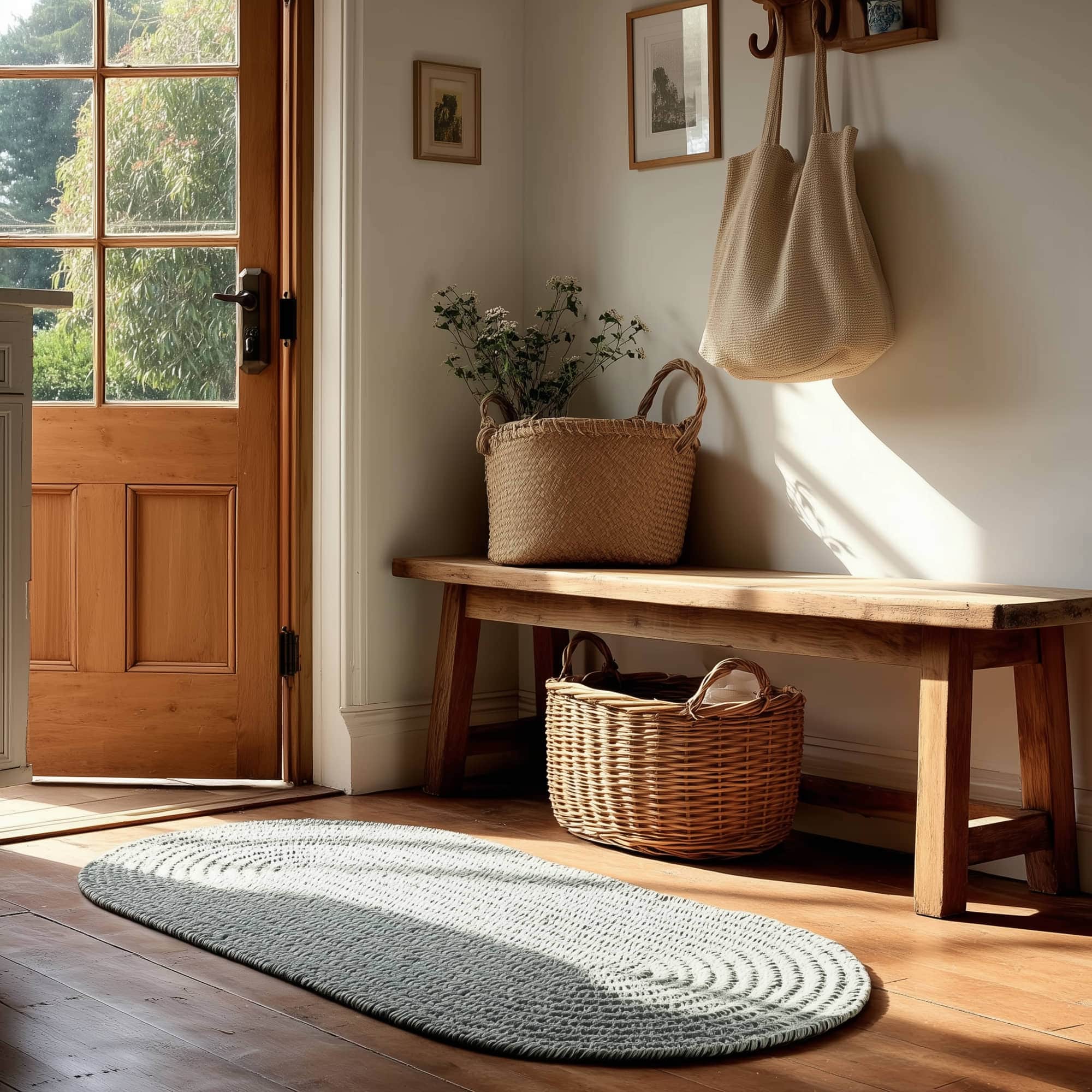 Sage Green Braided Indoor Outdoor Polypropylene Rug 2' X 4' #shape_Runner