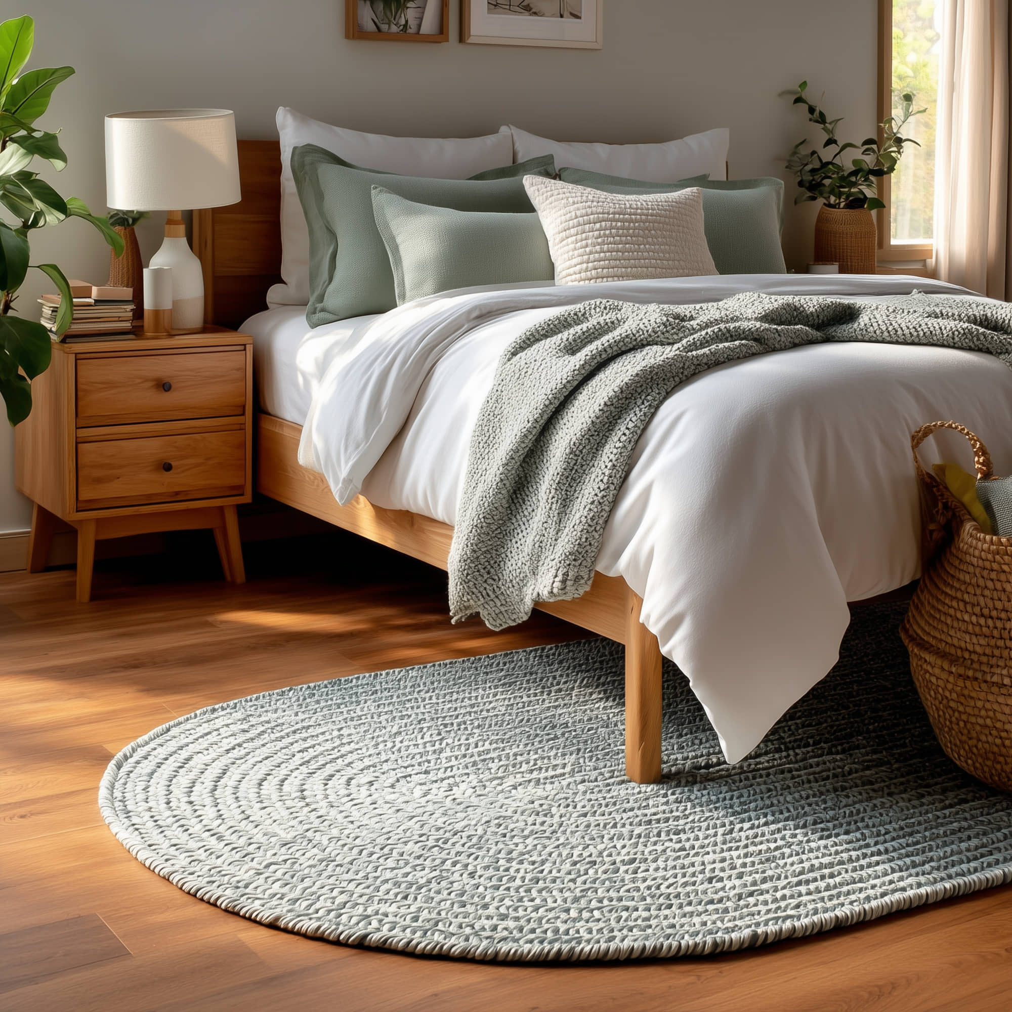 Sage Green Braided Indoor Outdoor Polypropylene Rug 5' X 8' #shape_Oval