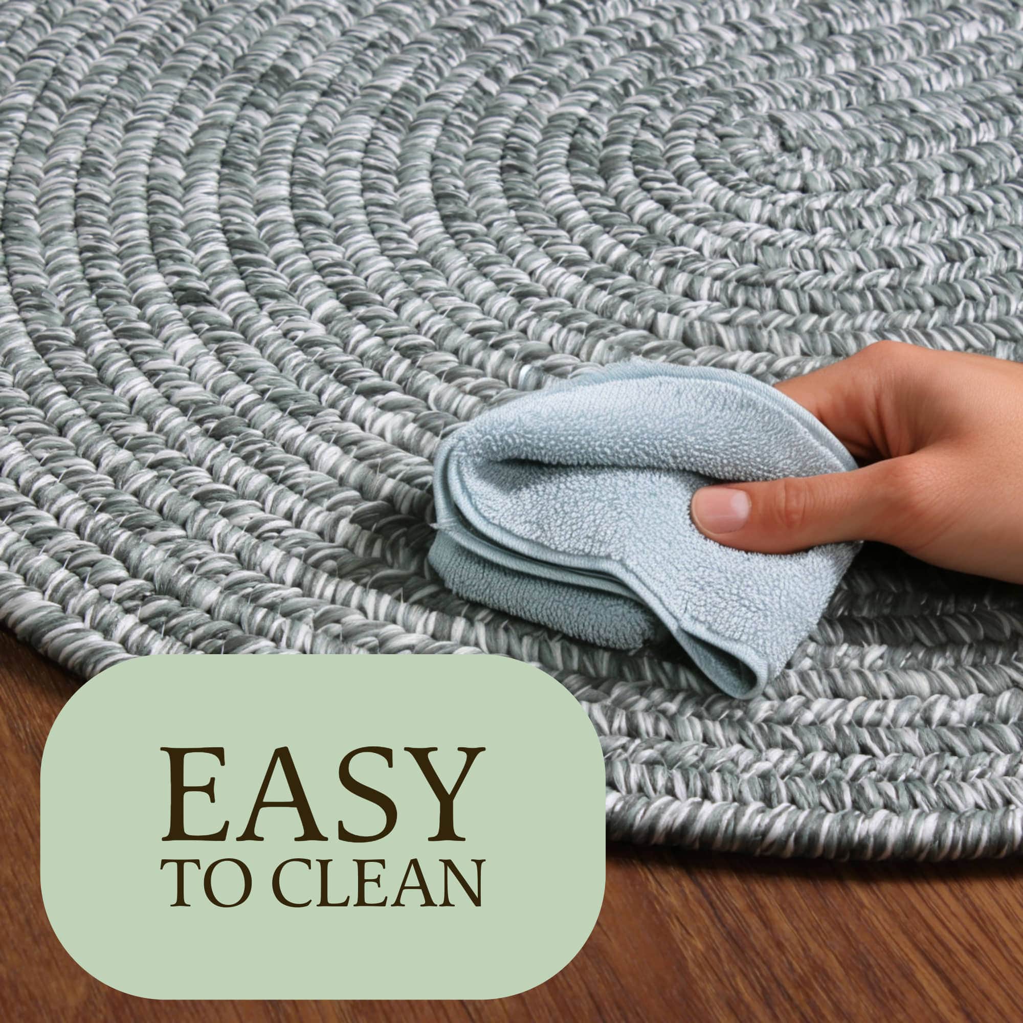 Sage Green Braided Indoor Outdoor Polypropylene Rug 2' X 3'