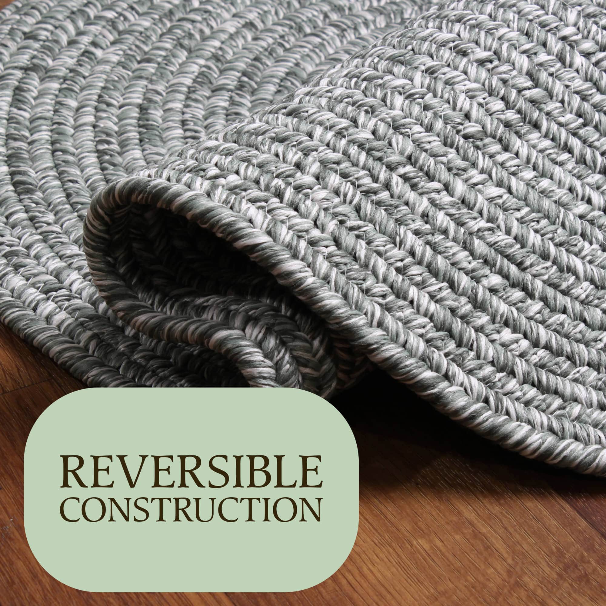 Sage Green Braided Indoor Outdoor Polypropylene Rug 2' X 3'