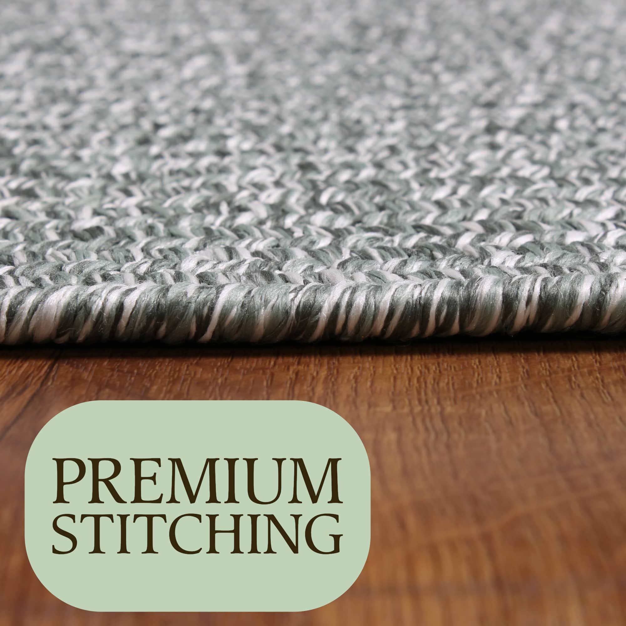 Sage Green Braided Indoor Outdoor Polypropylene Rug 2' X 3'