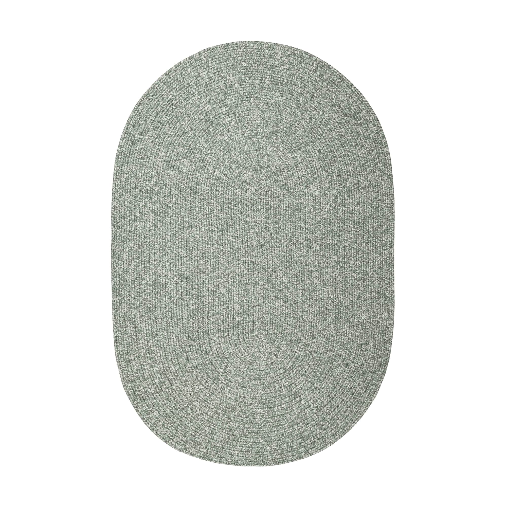 Sage Green Braided Indoor Outdoor Polypropylene Rug 5' X 8' #shape_Oval