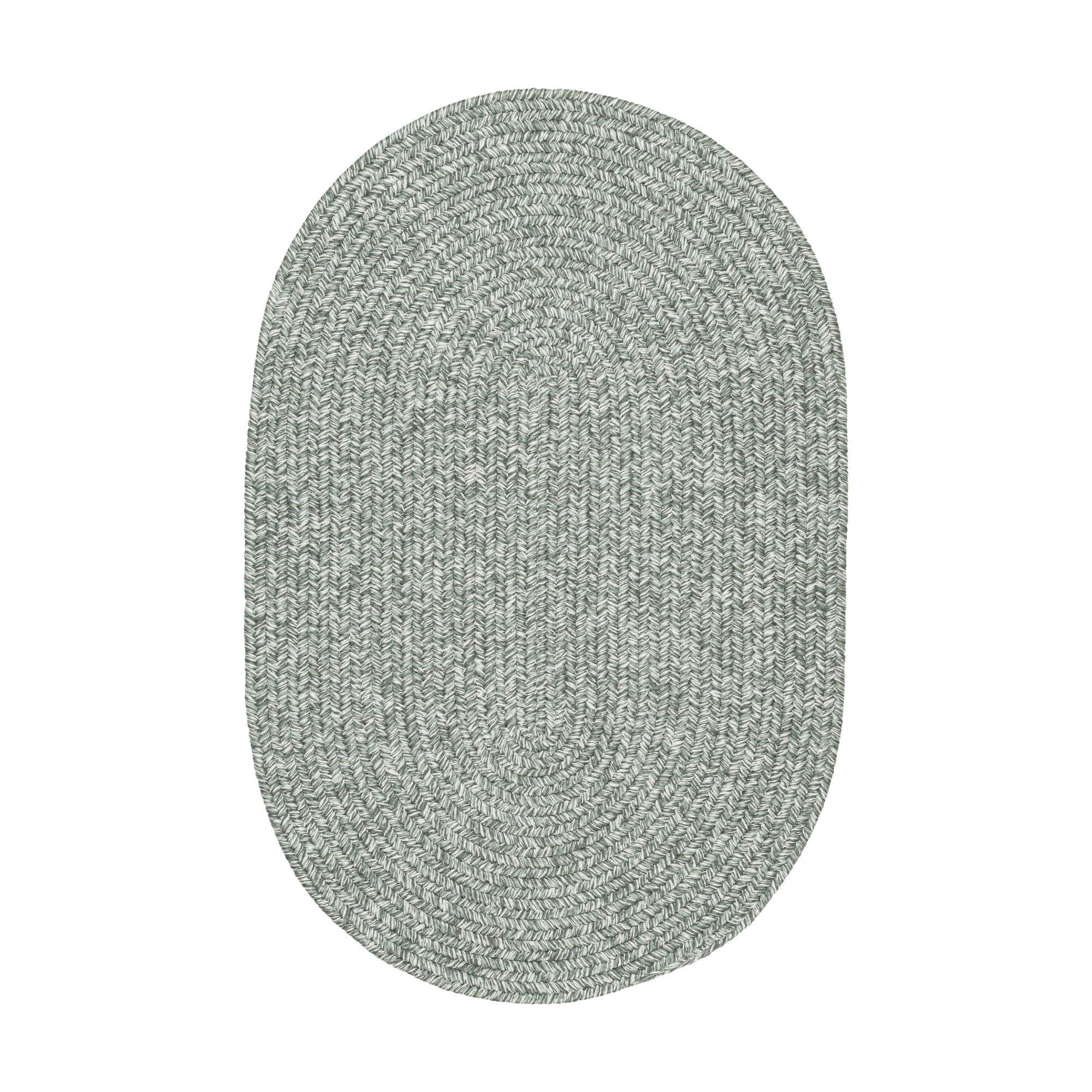 Sage Green Braided Indoor Outdoor Polypropylene Rug 2' X 3' #shape_Oval