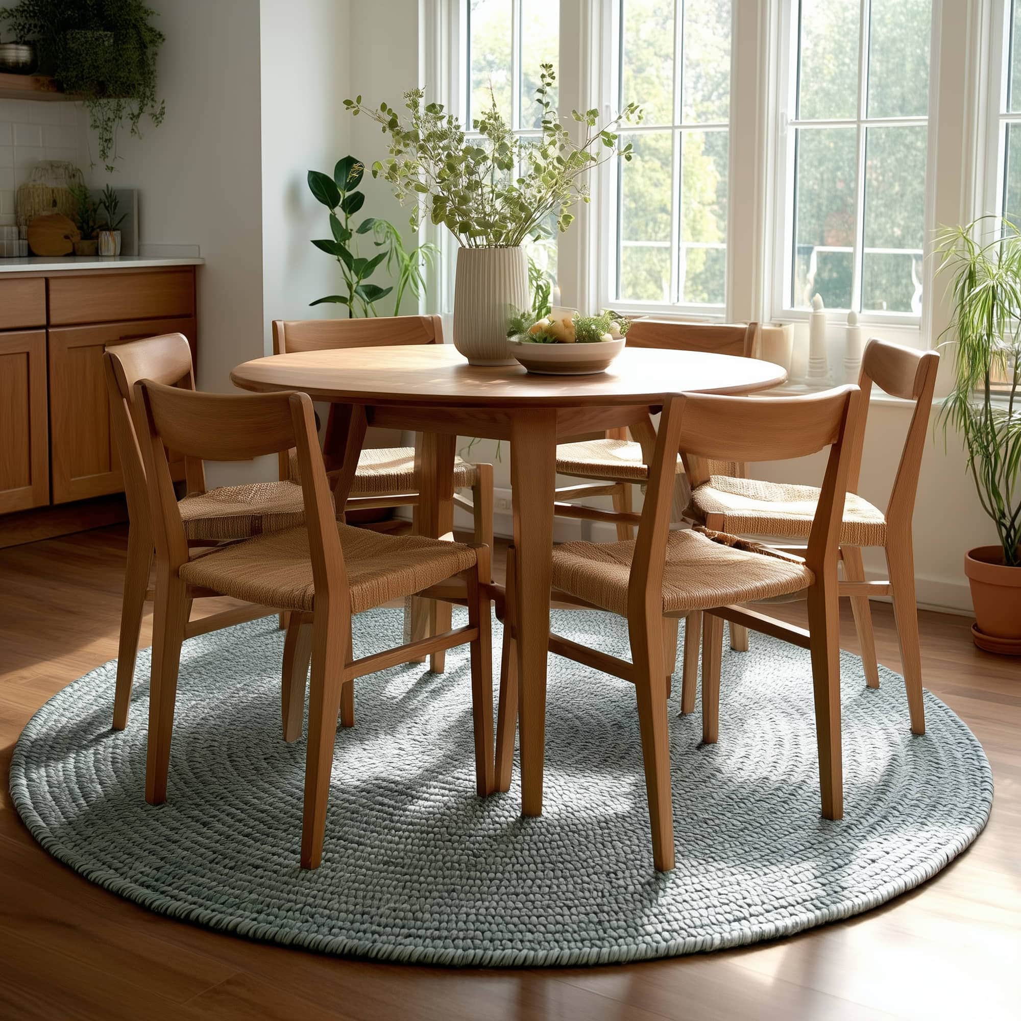 Sage Green Braided Indoor Outdoor Polypropylene Rug 6' #shape_Round