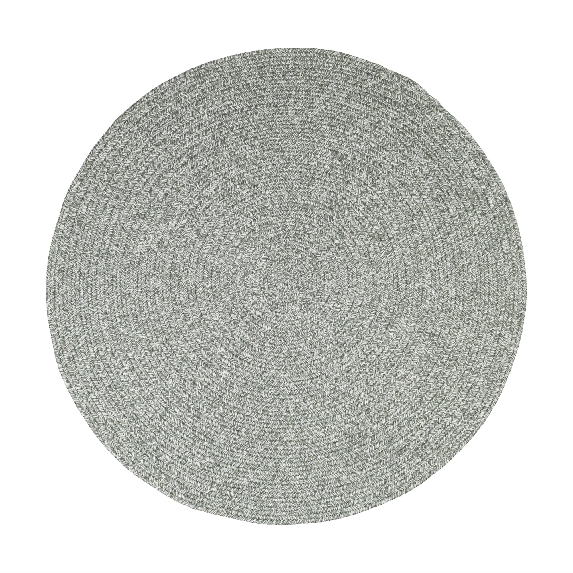 Sage Green Braided Indoor Outdoor Polypropylene Rug 4' #shape_Round