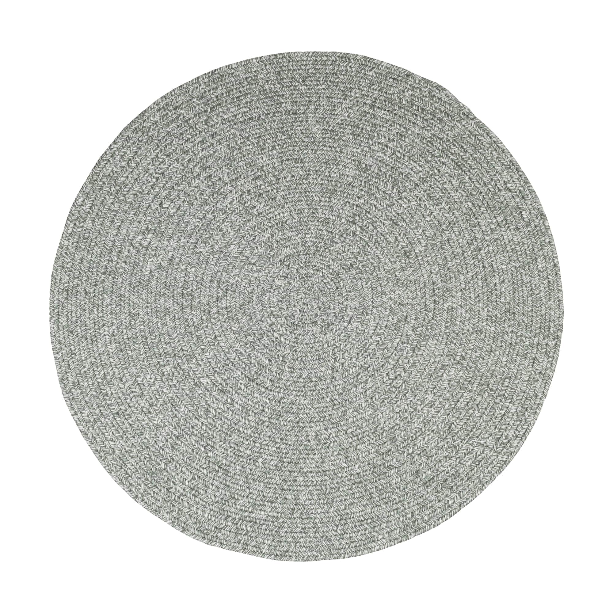 Sage Green Braided Indoor Outdoor Polypropylene Rug 4' #shape_Round