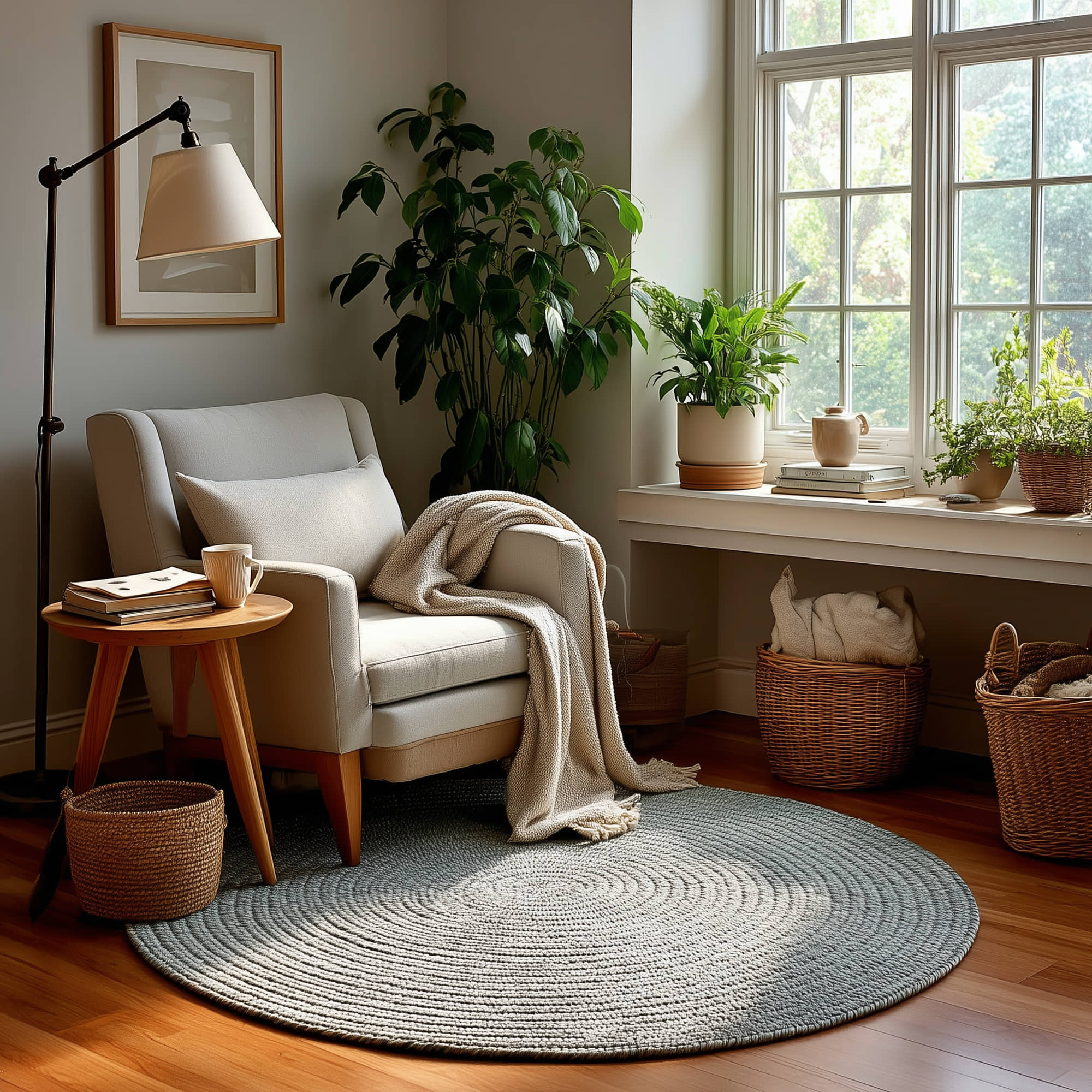 Sage Green Braided Indoor Outdoor Polypropylene Rug 4' #shape_Round