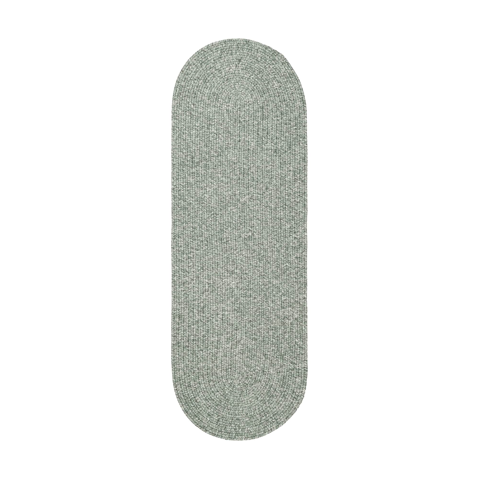 Sage Green Braided Indoor Outdoor Polypropylene Rug 2' X 4' #shape_Runner