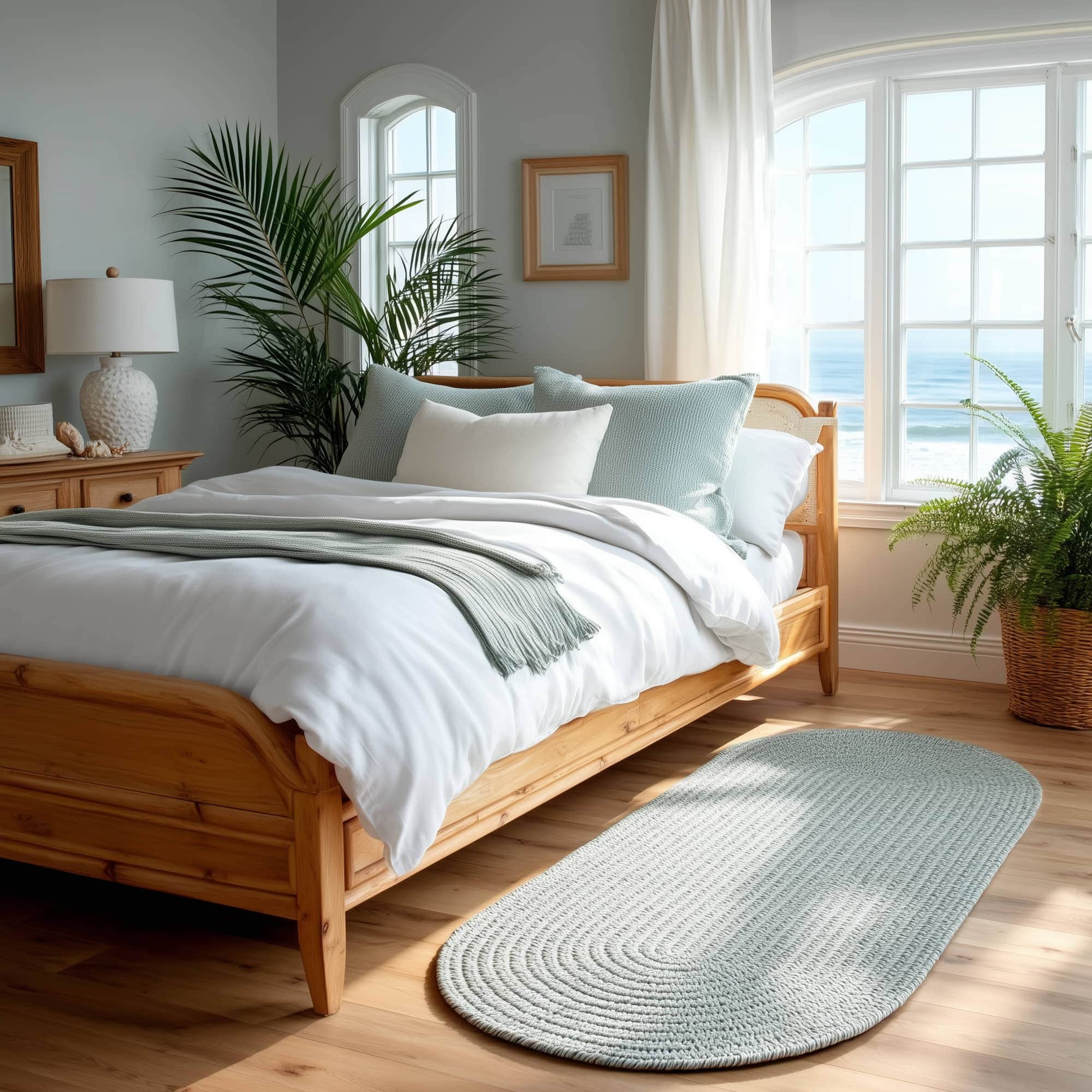 Sage Green Braided Indoor Outdoor Polypropylene Rug 2' X 6' #shape_Runner