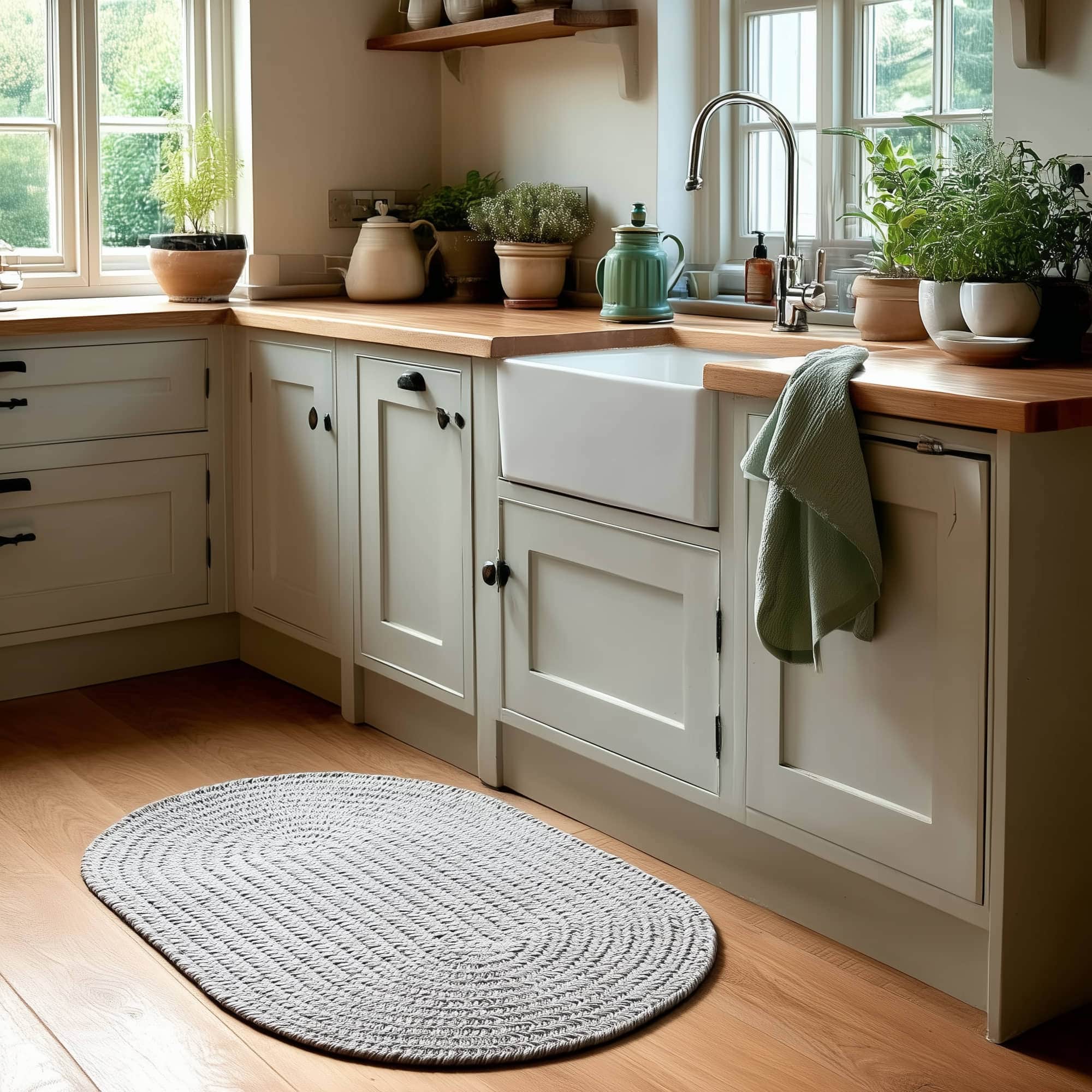 Muted Gray Braided Indoor Outdoor Polypropylene Rug 2' X 3' #shape_Oval