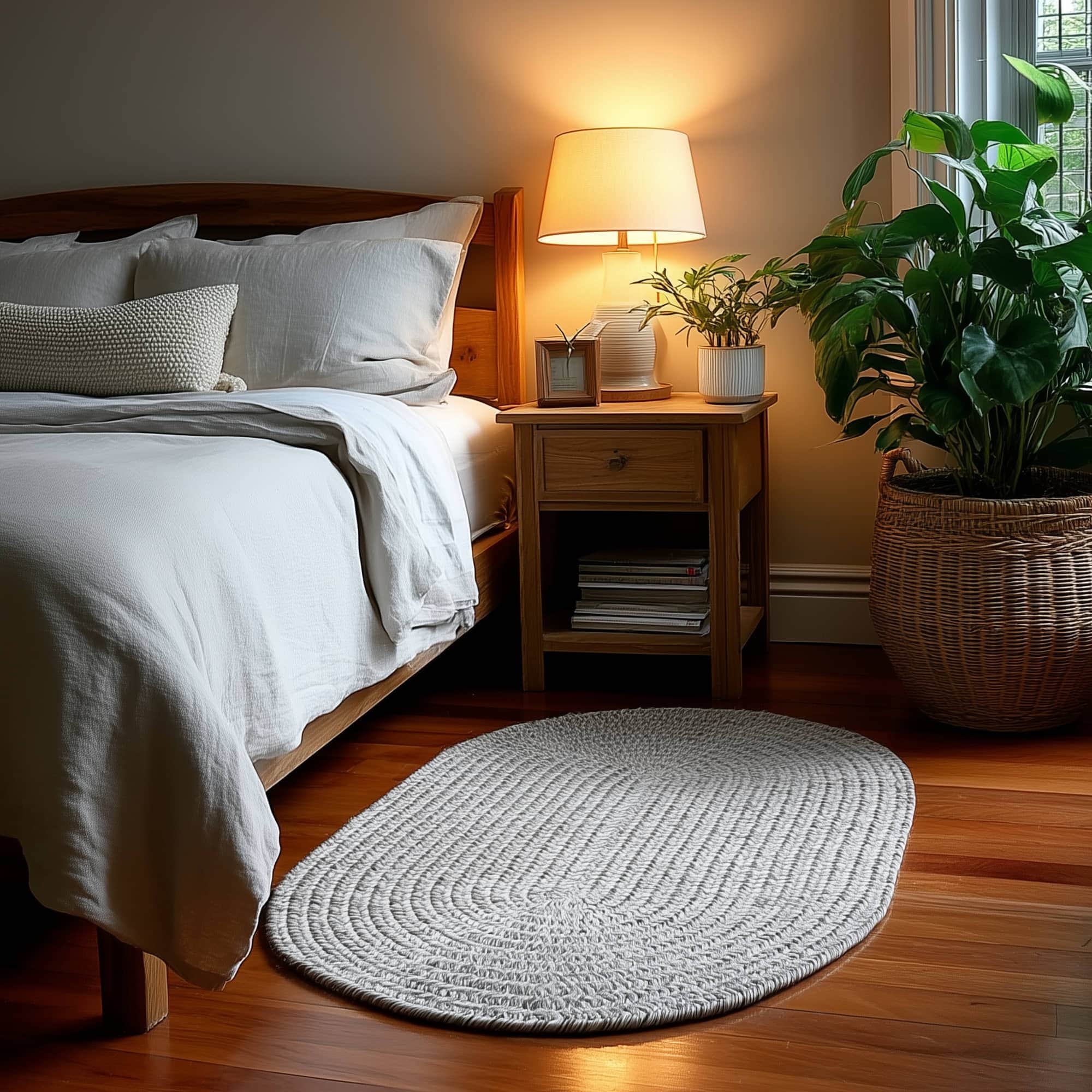 Muted Gray Braided Indoor Outdoor Polypropylene Rug 3' X 5' #shape_Oval