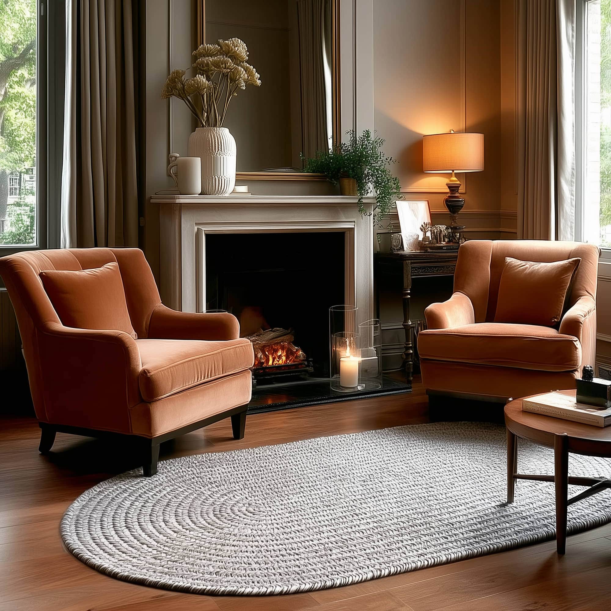 Muted Gray Braided Indoor Outdoor Polypropylene Rug 5' X 8' #shape_Oval