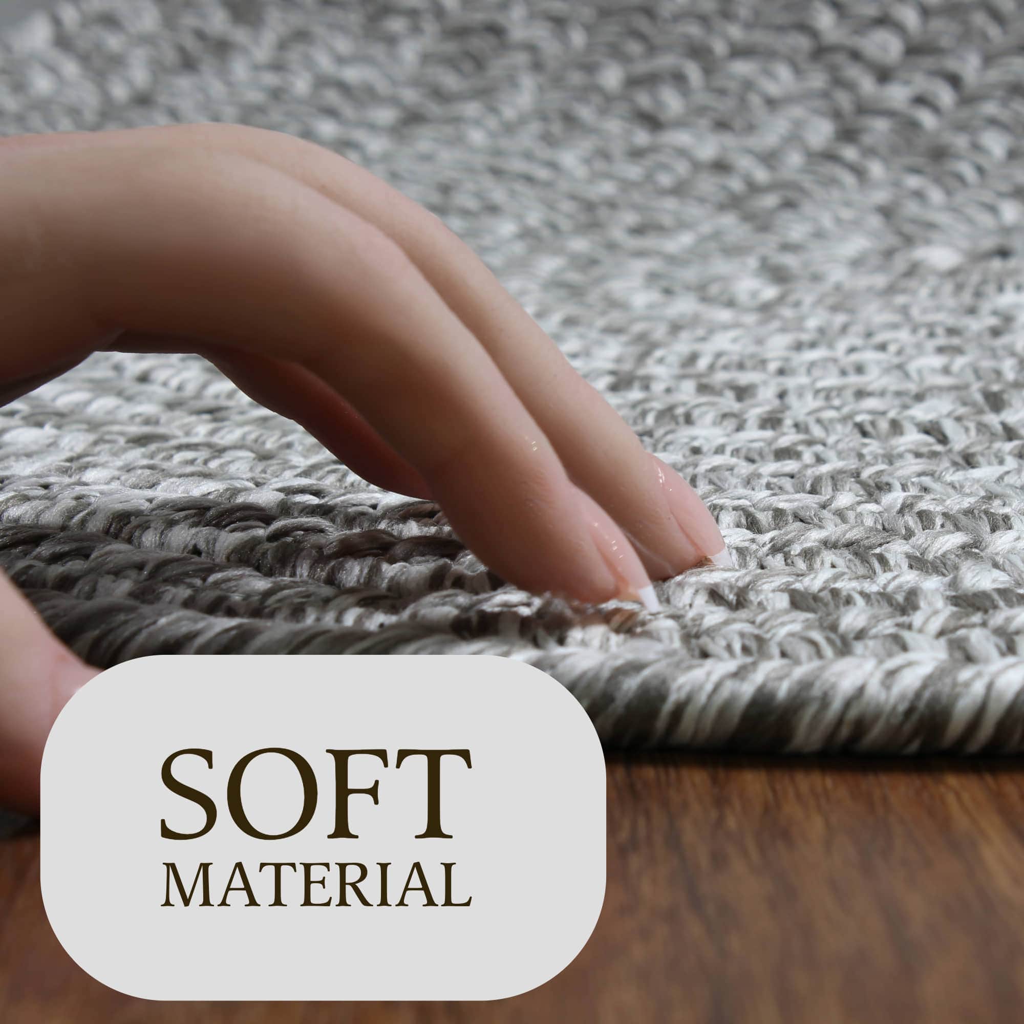 Muted Gray Braided Indoor Outdoor Polypropylene Rug 2' X 3'