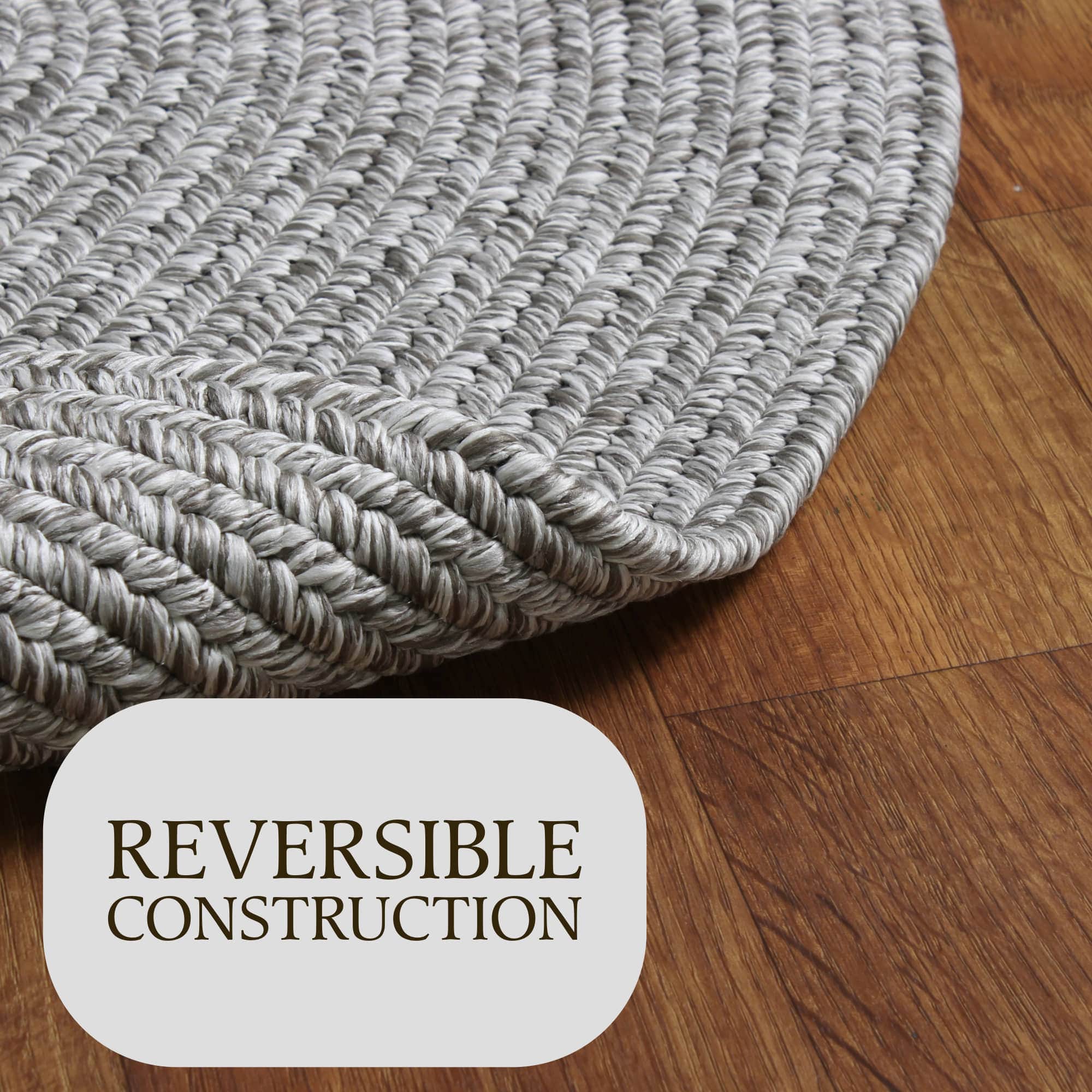 Muted Gray Braided Indoor Outdoor Polypropylene Rug 2' X 3'