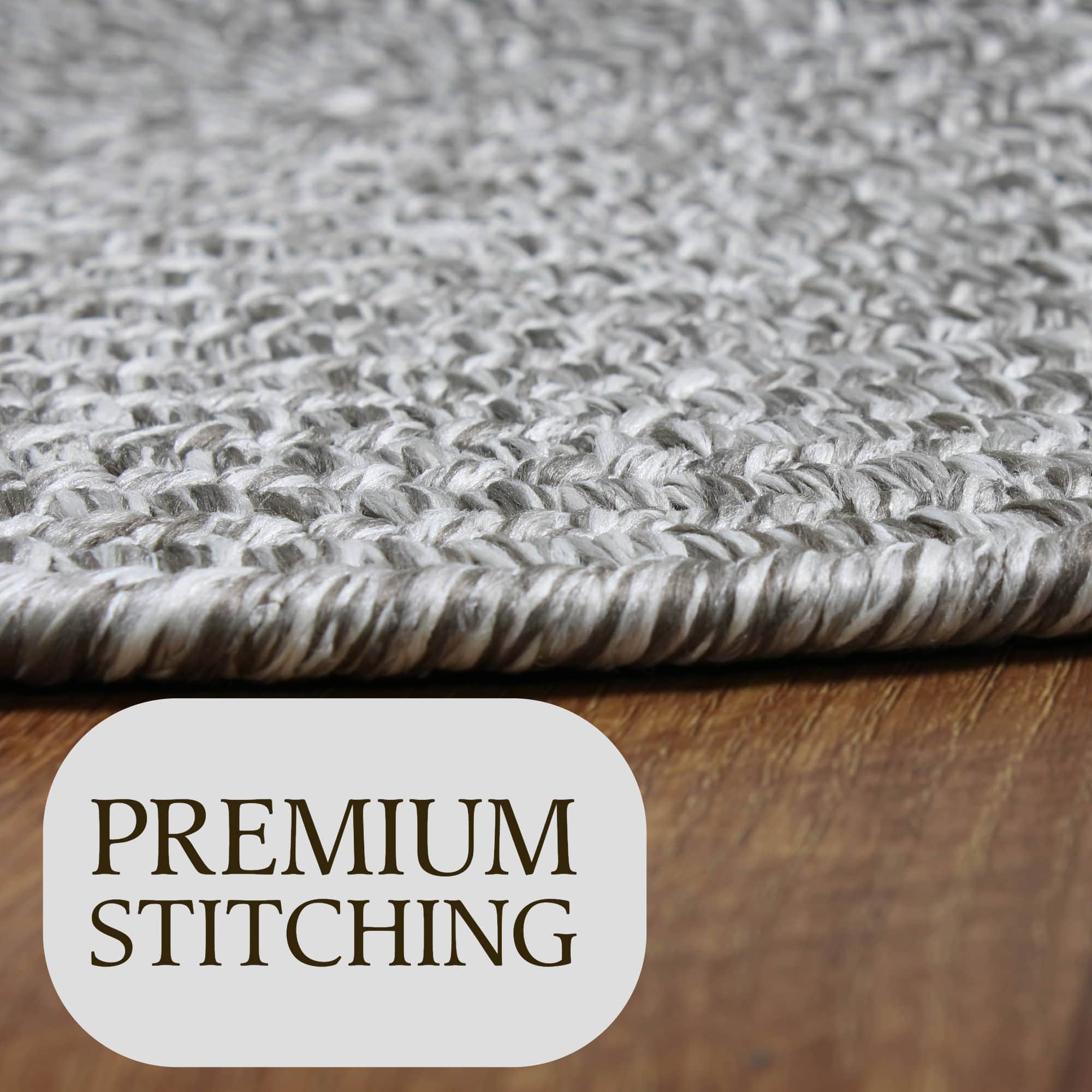 Muted Gray Braided Indoor Outdoor Polypropylene Rug 2' X 3'