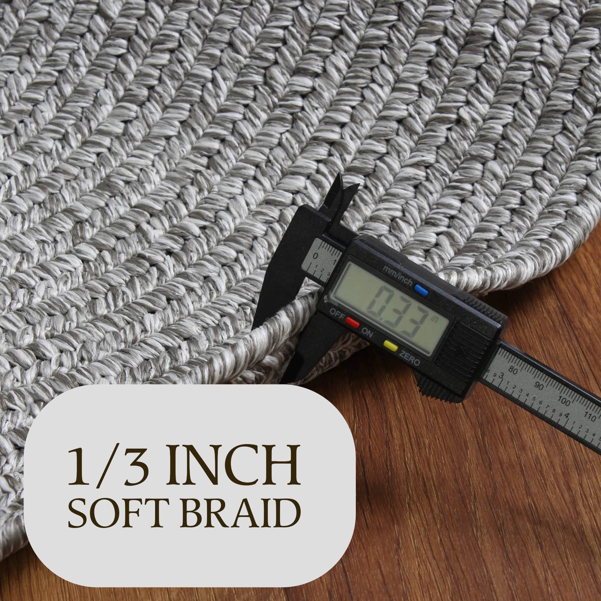 Muted Gray Braided Indoor Outdoor Polypropylene Rug 2' X 3'