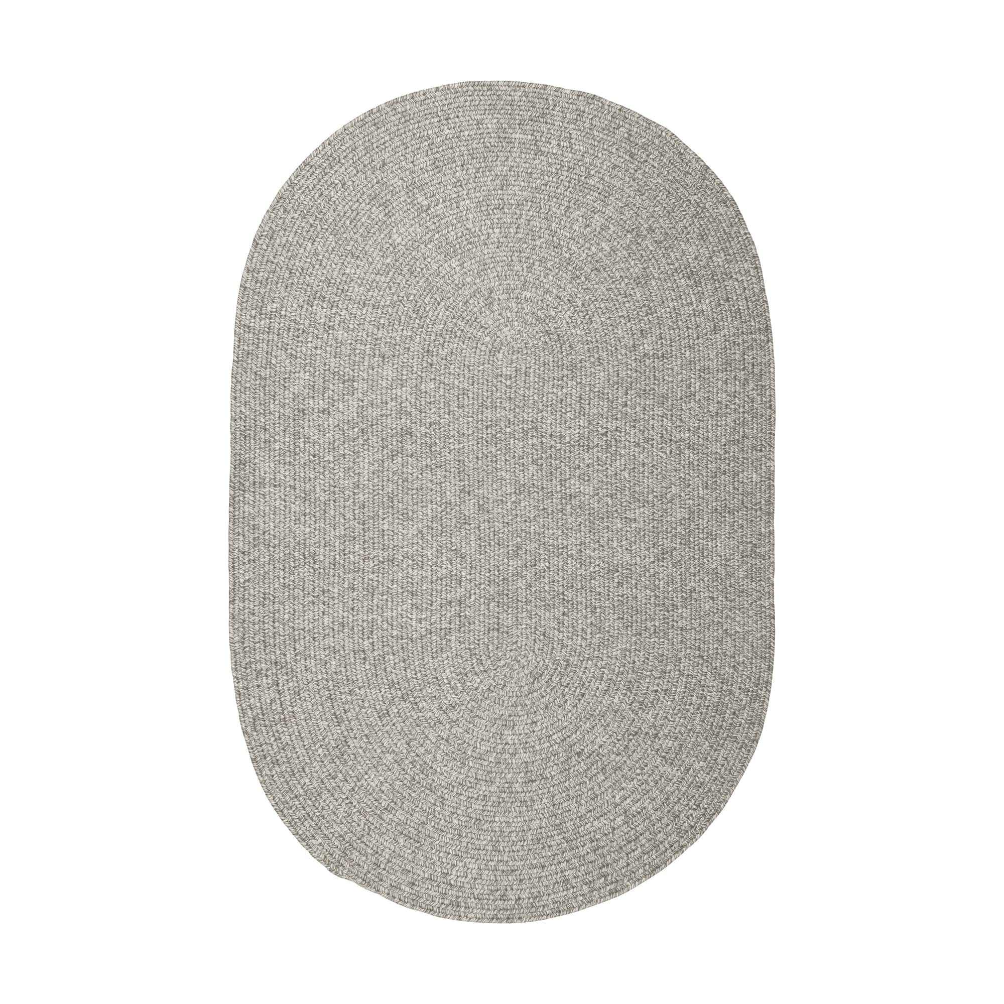Muted Gray Braided Indoor Outdoor Polypropylene Rug 5' X 8' #shape_Oval
