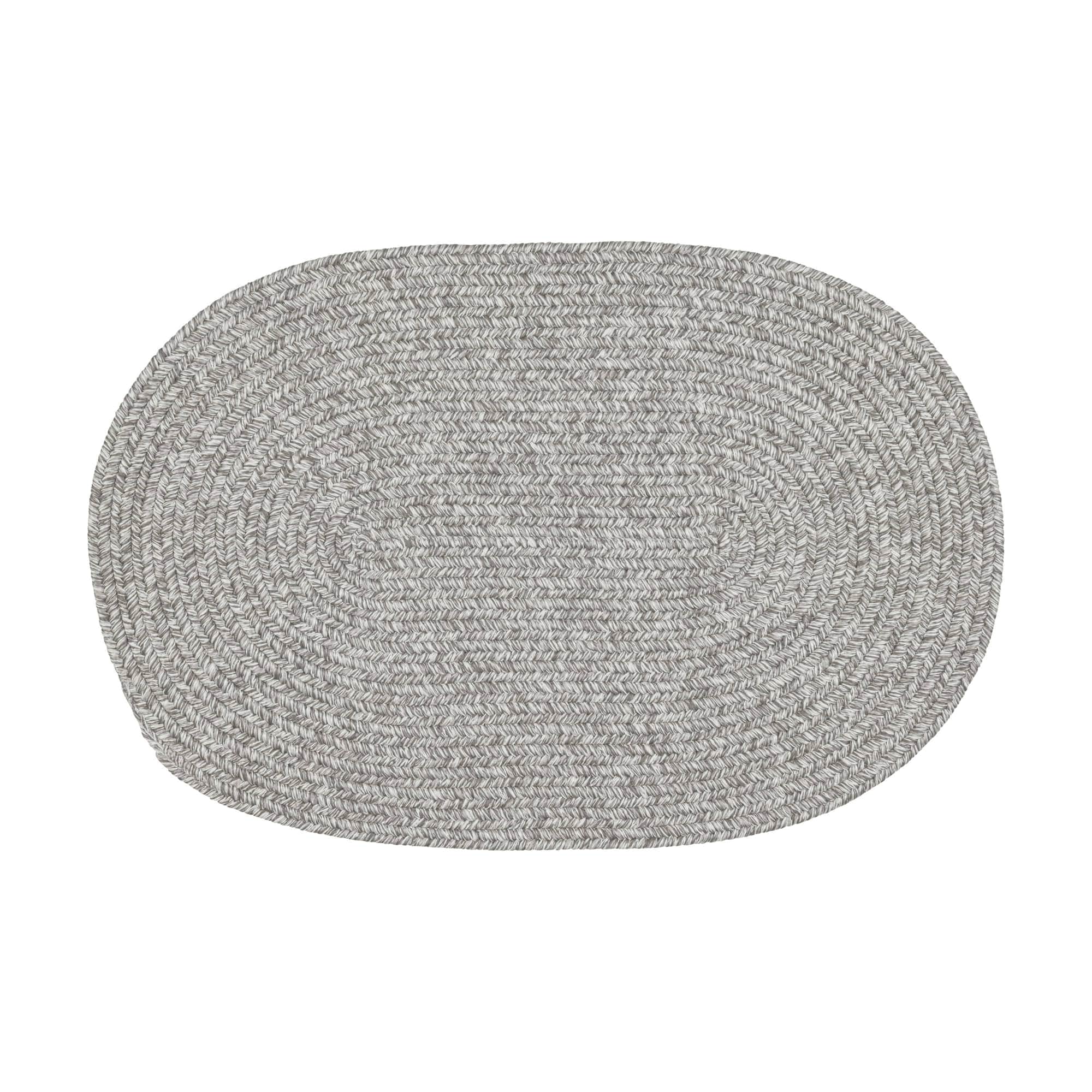 Muted Gray Braided Indoor Outdoor Polypropylene Rug 2' X 3' #shape_Oval