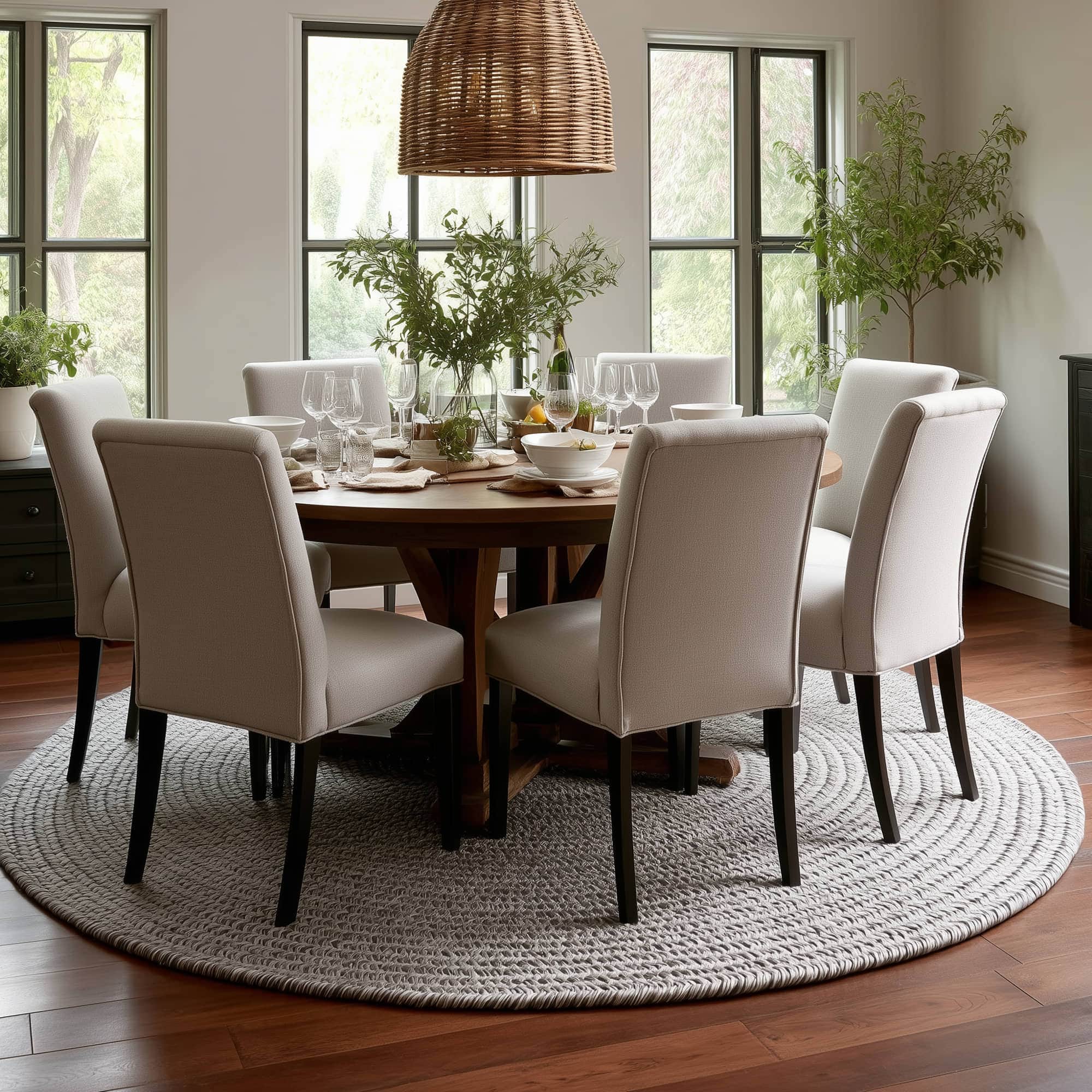 Muted Gray Braided Indoor Outdoor Polypropylene Rug 6' #shape_Round