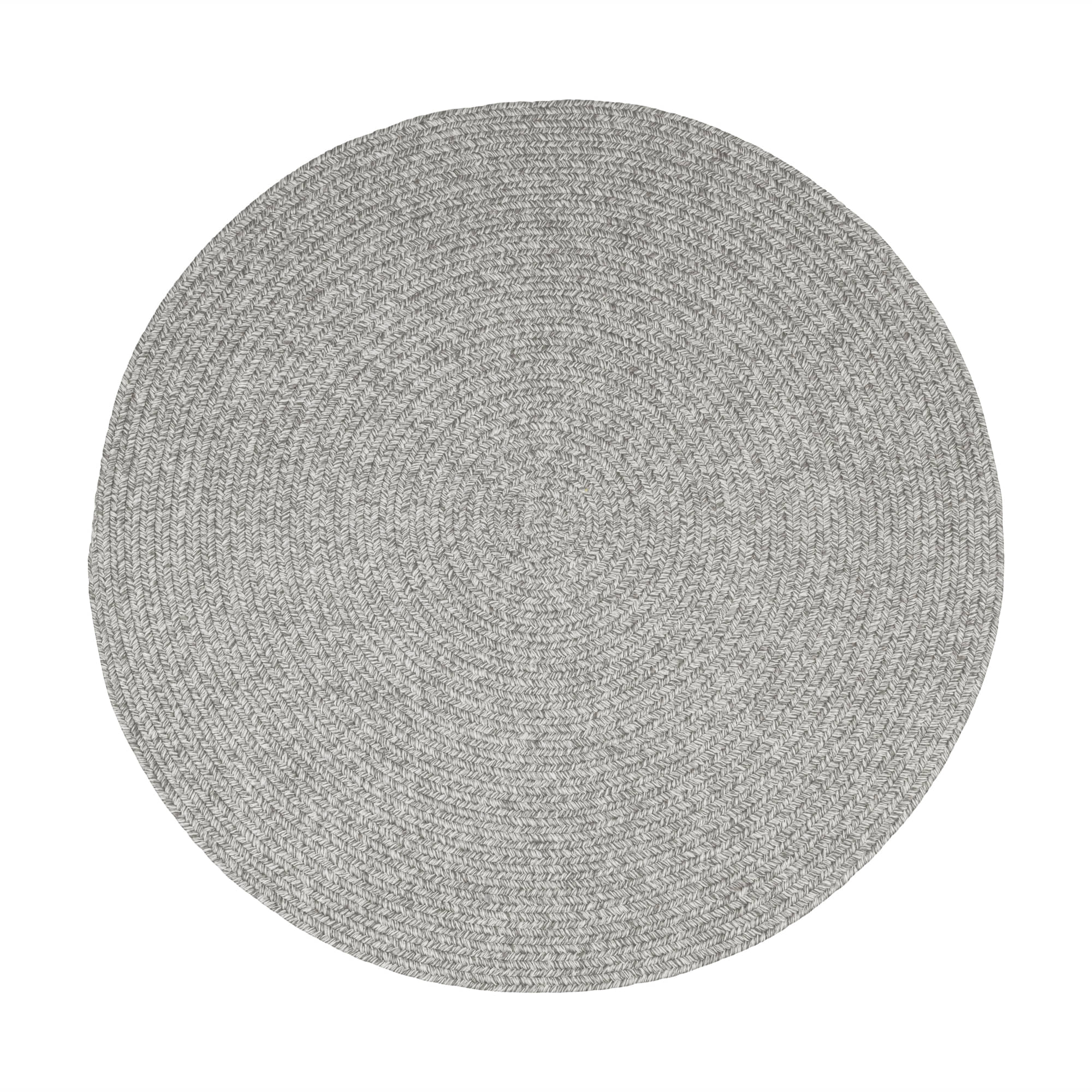 Muted Gray Braided Indoor Outdoor Polypropylene Rug 4' #shape_Round
