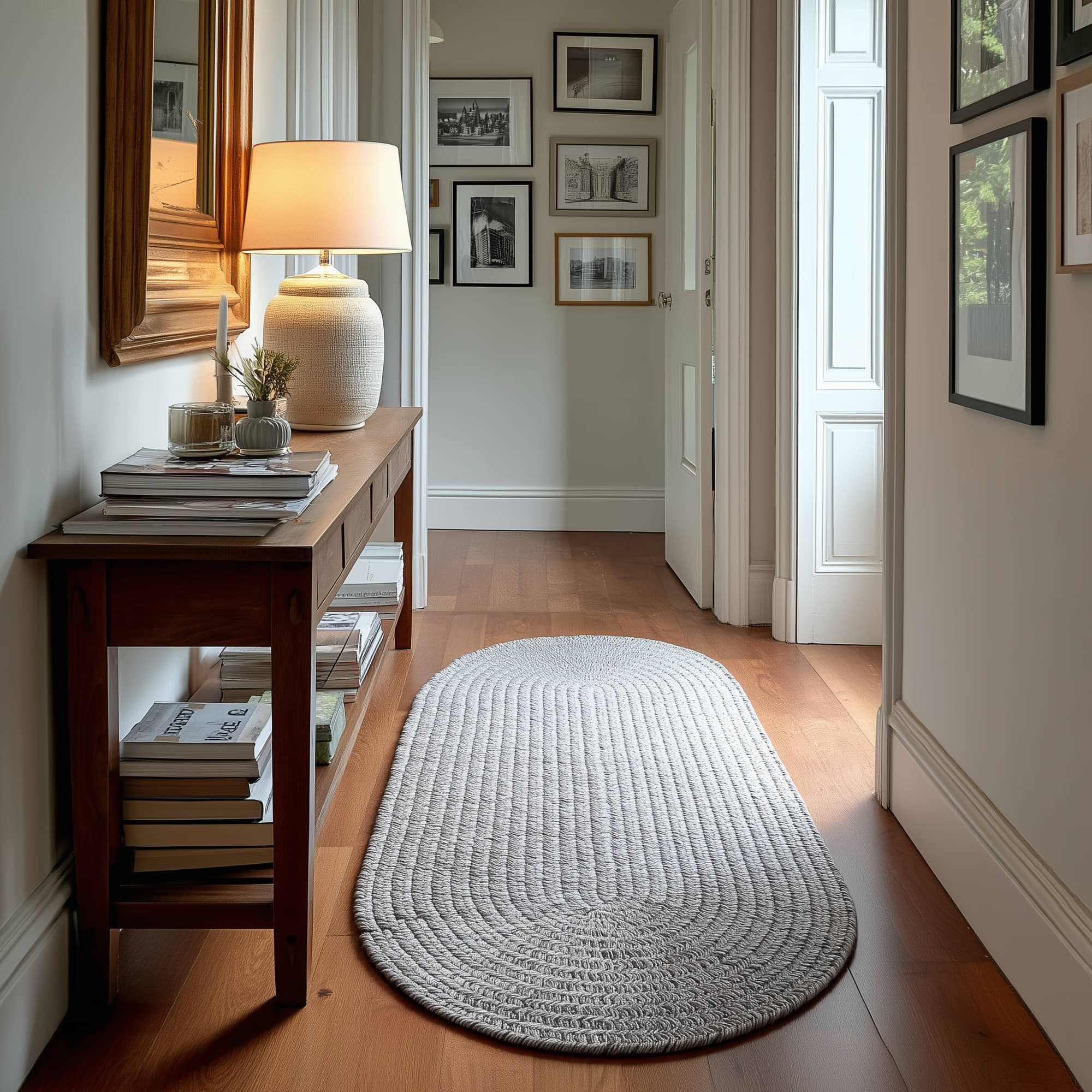 Muted Gray Braided Indoor Outdoor Polypropylene Rug 2' X 6' #shape_Runner