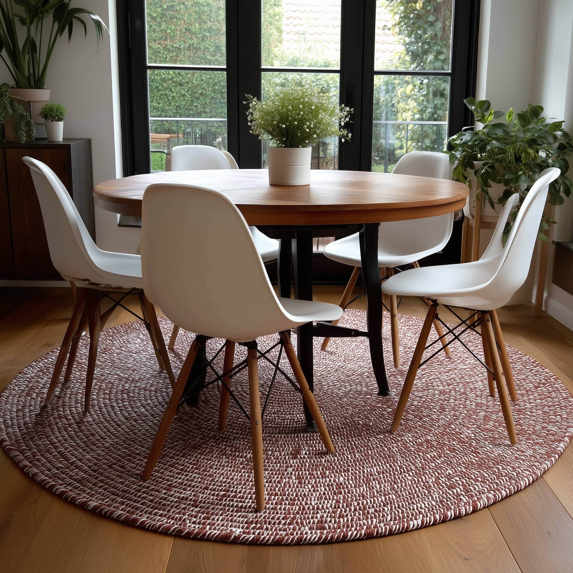 Terracotta Braided Indoor Outdoor Polypropylene Rug 6' #shape_Round