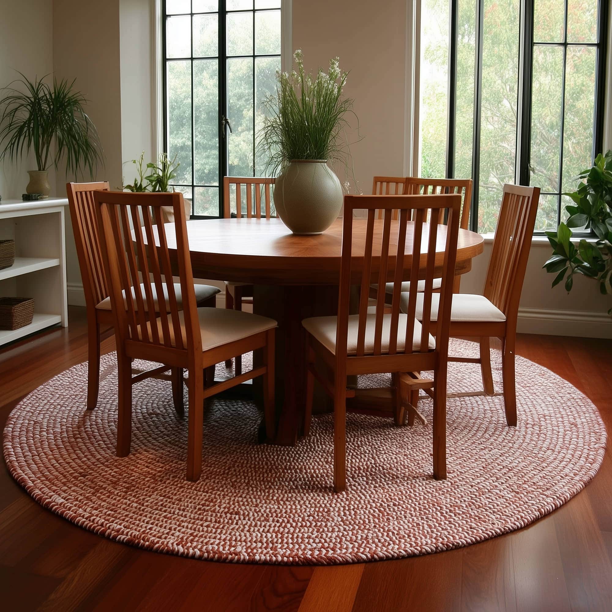 Terracotta Braided Indoor Outdoor Polypropylene Rug 6' #shape_Round