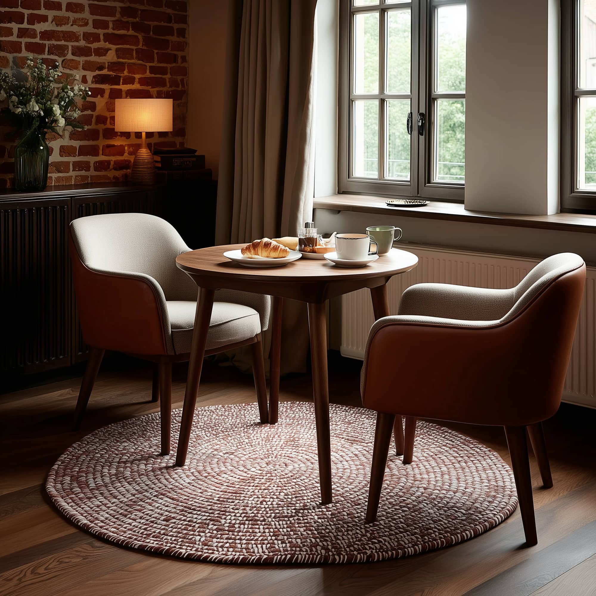 Terracotta Braided Indoor Outdoor Polypropylene Rug 4' #shape_Round