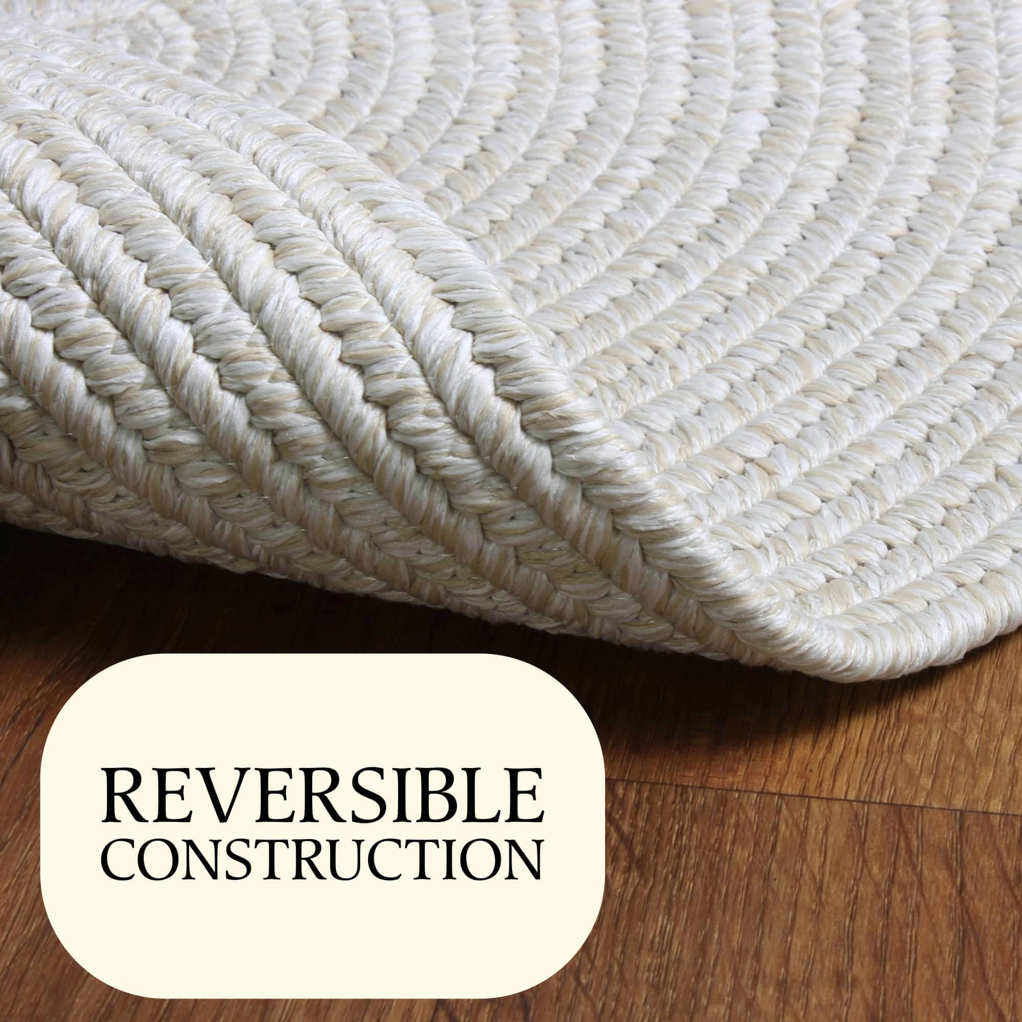 Muted Yellow, Sand Braided Indoor Outdoor Polypropylene Rug 2' X 3'