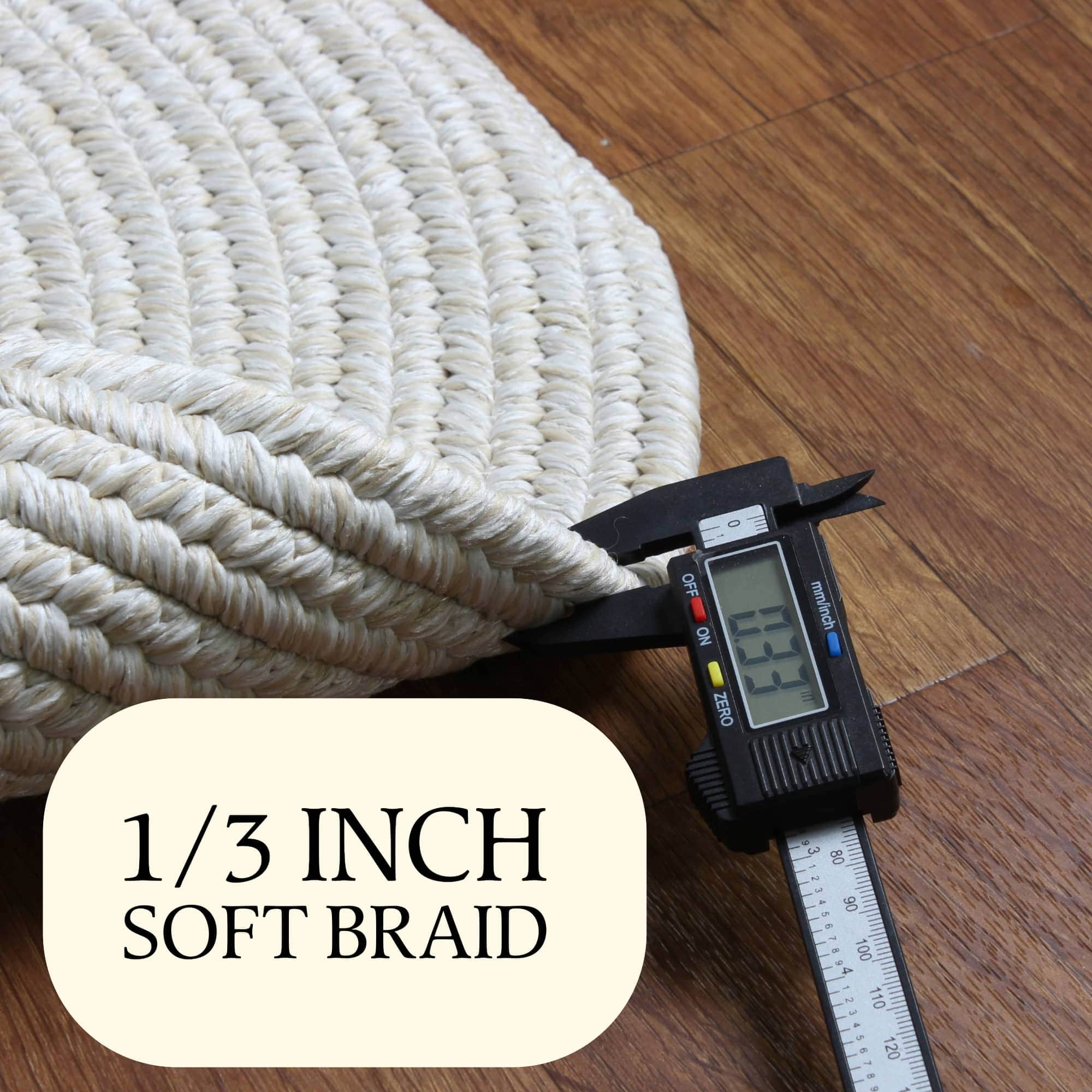 Muted Yellow, Sand Braided Indoor Outdoor Polypropylene Rug 2' X 3'