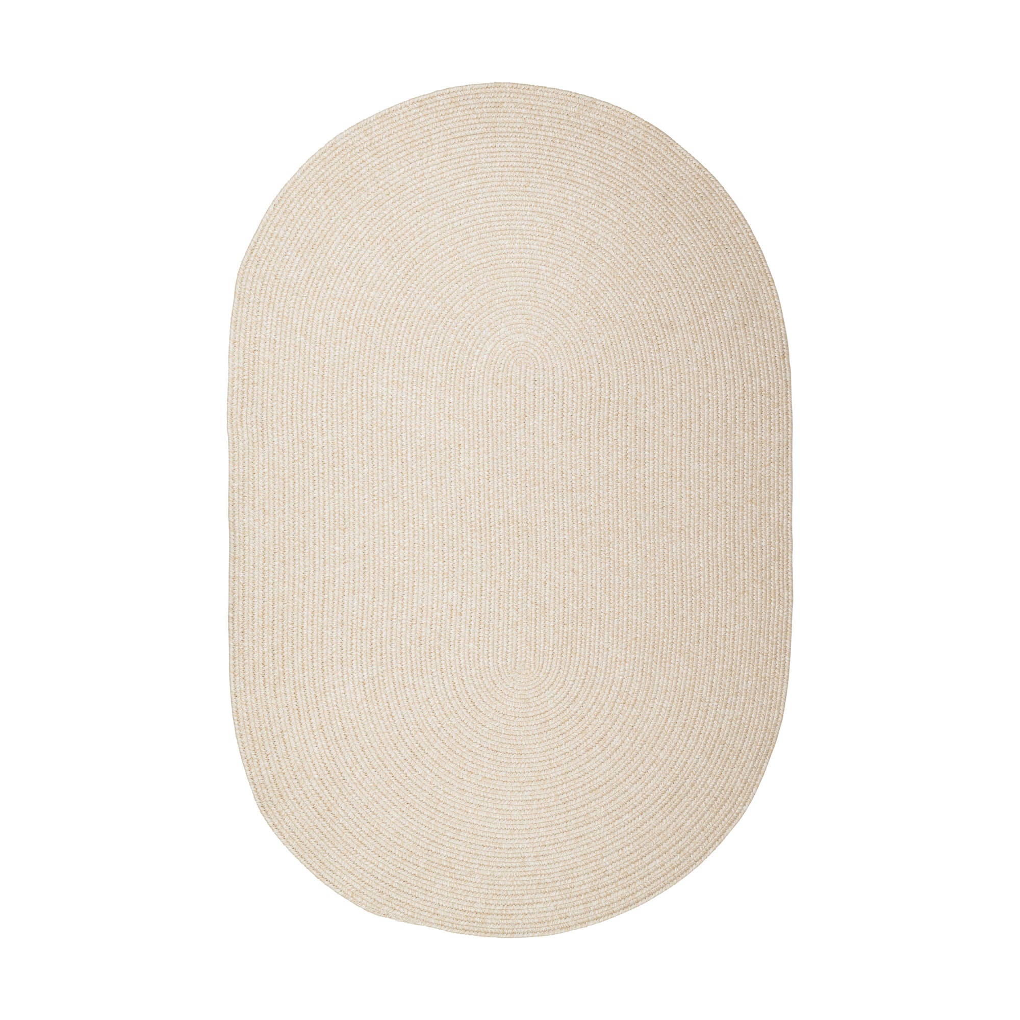 Muted Yellow, Sand Braided Indoor Outdoor Polypropylene Rug 5' X 8' #shape_Oval