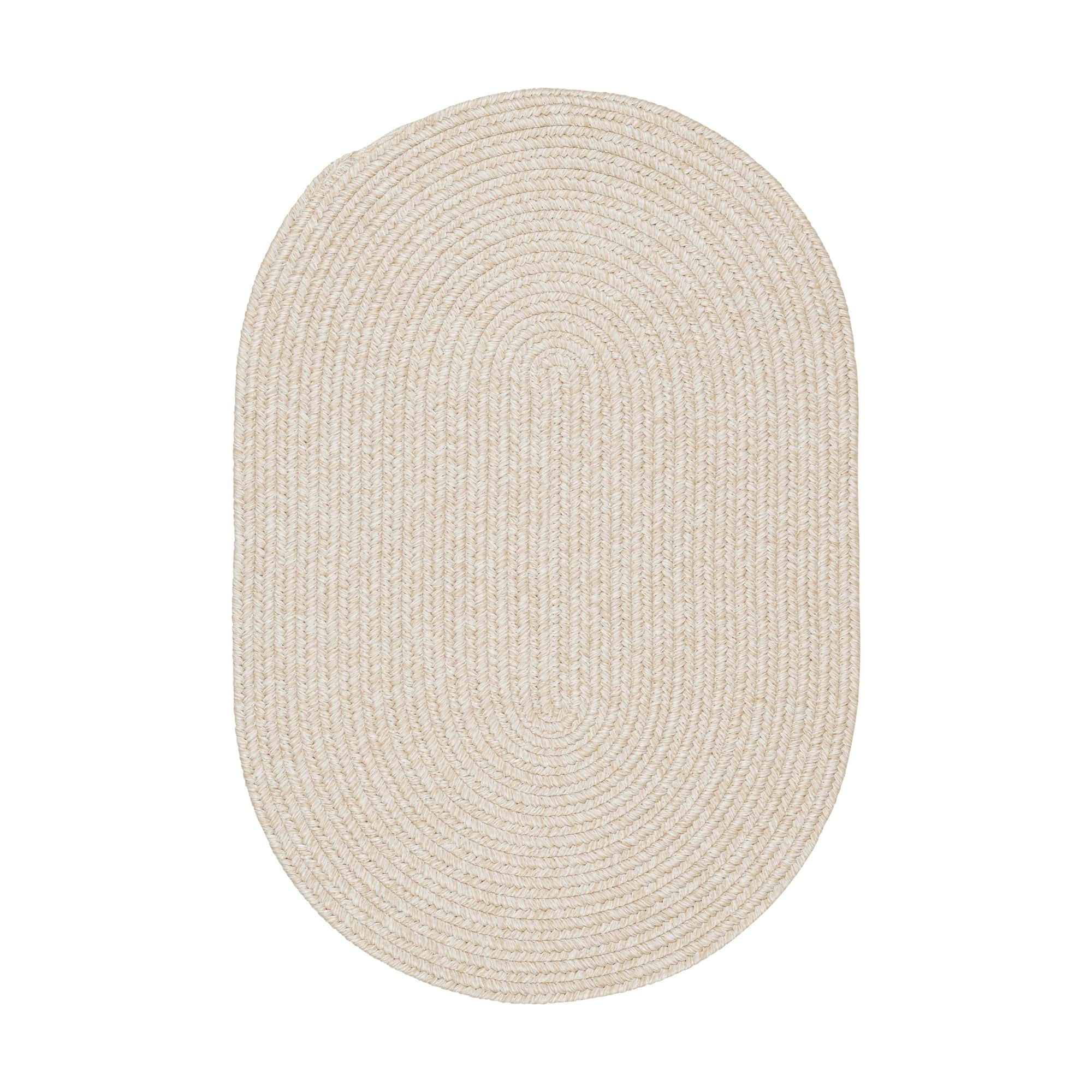 Muted Yellow, Sand Braided Indoor Outdoor Polypropylene Rug 2' X 3' #shape_Oval