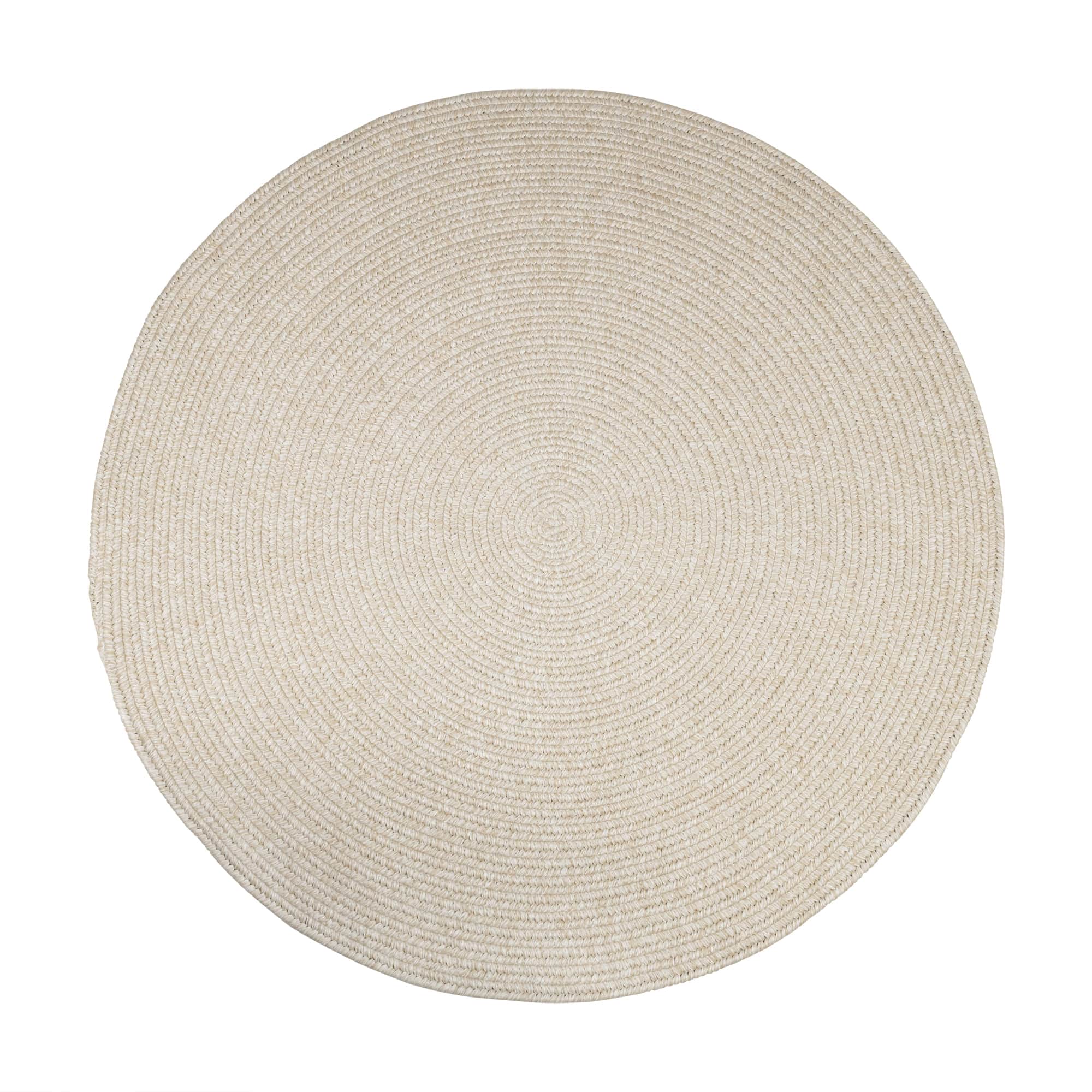 Muted Yellow, Sand Braided Indoor Outdoor Polypropylene Rug 4' #shape_Round