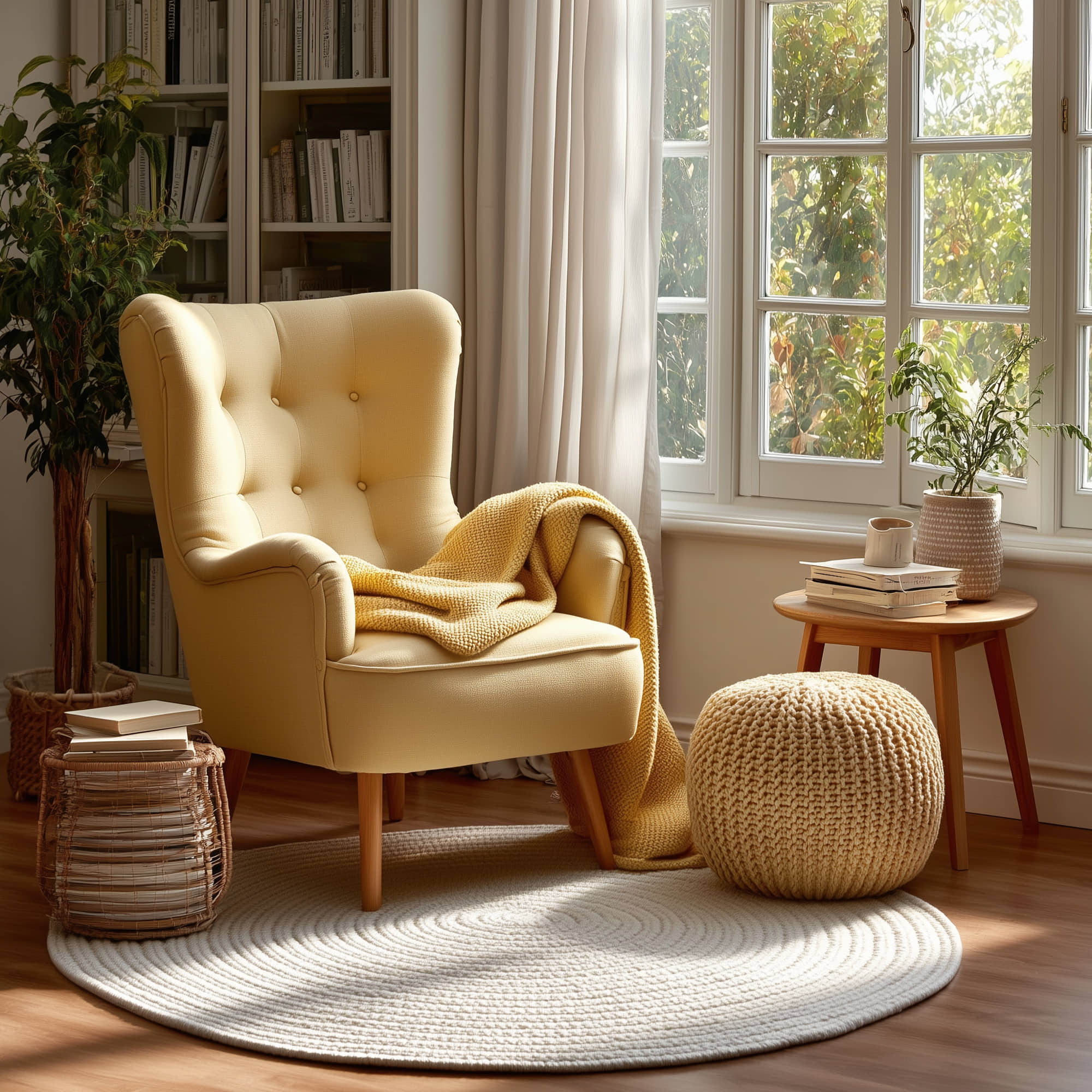 Muted Yellow, Sand Braided Indoor Outdoor Polypropylene Rug 4' #shape_Round