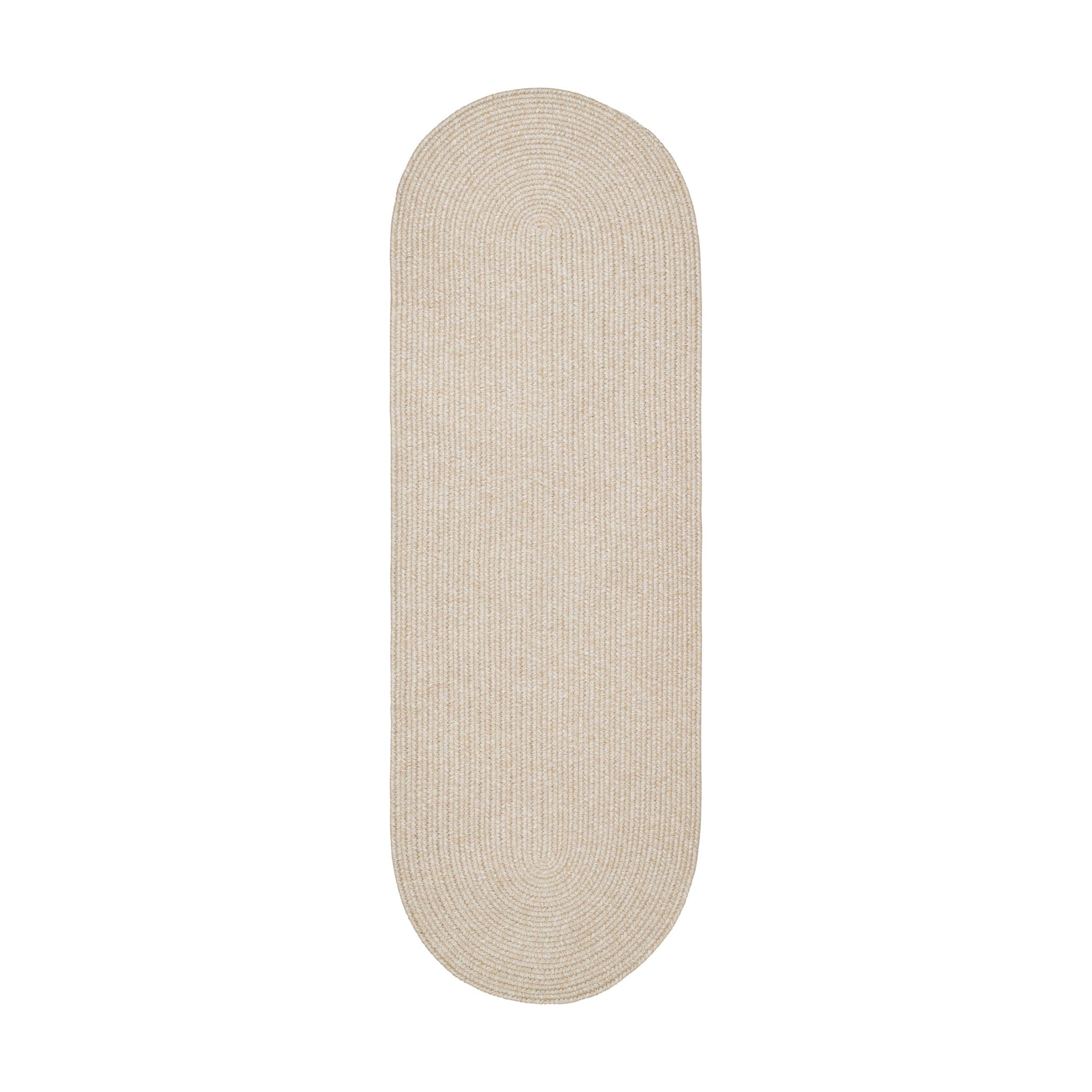 Muted Yellow, Sand Braided Indoor Outdoor Polypropylene Rug 2' X 4' #shape_Runner